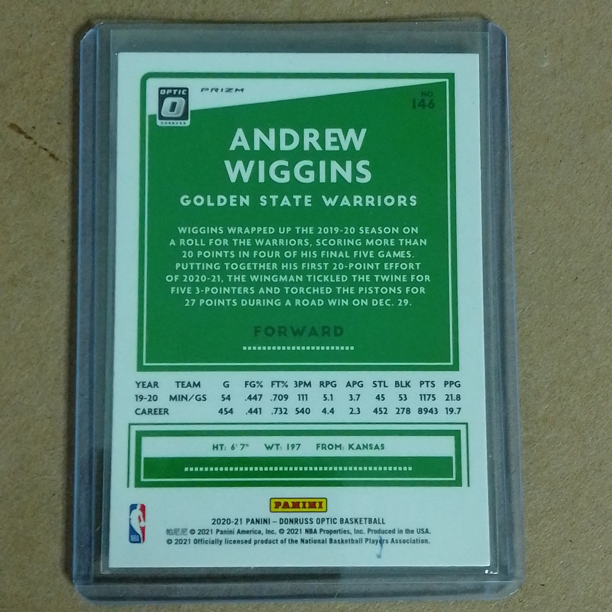 Andrew Wiggins 2020-21 Panini Donruss Optic prizm blue #146 NBA Basketball Golden State Warriors excellent