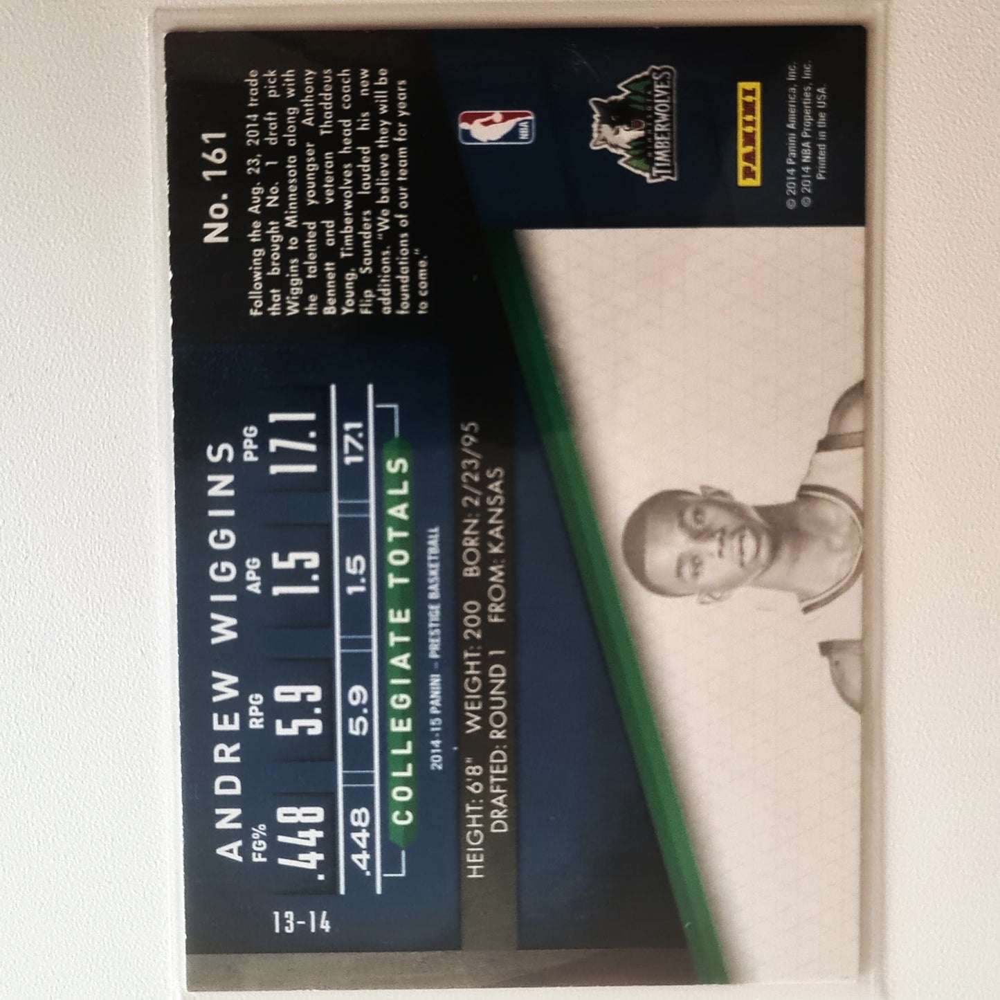 Andrew Wiggins 2014-15 Panini Prestige #161 NBA Basketball Minnesota Timberwolves vgc Sleeved