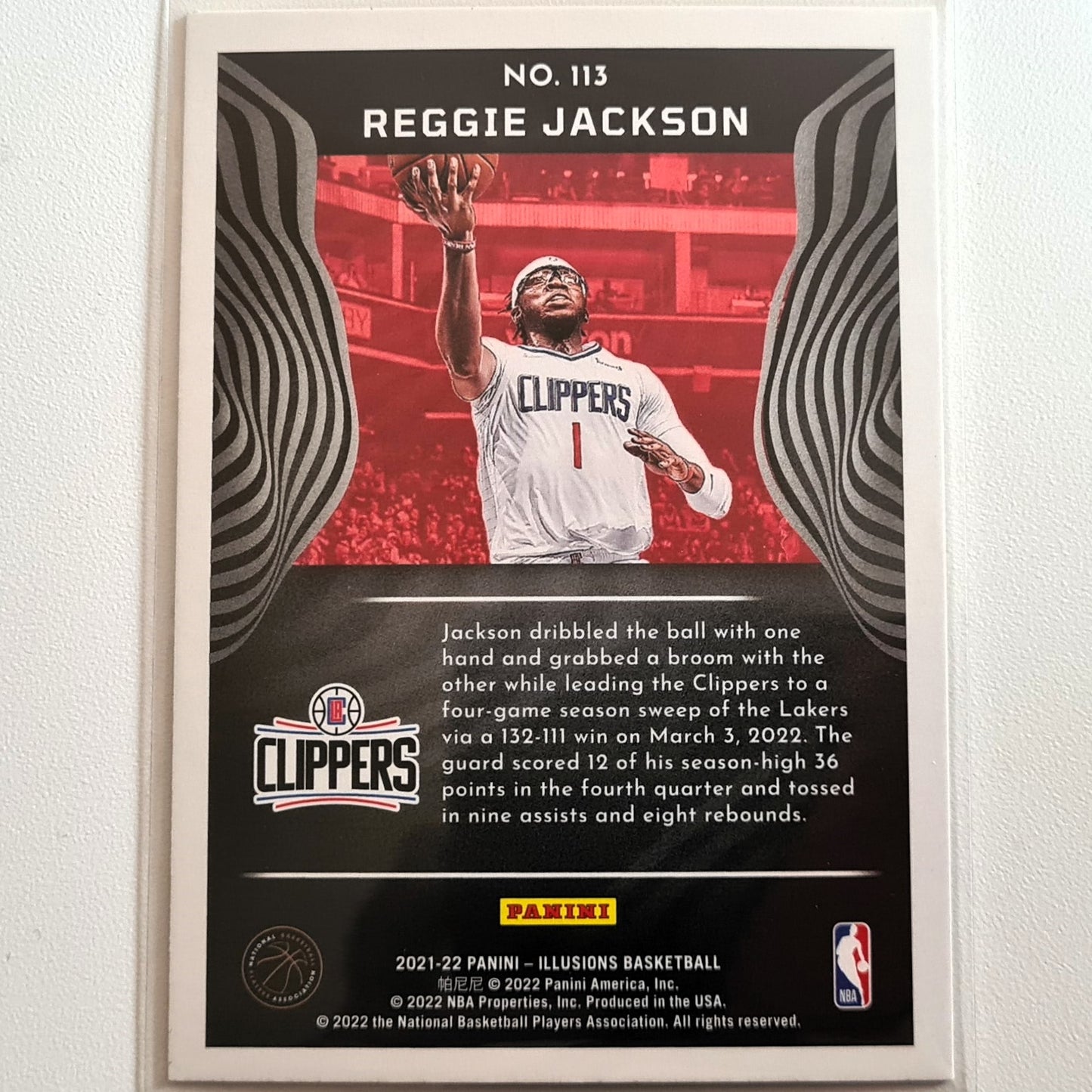 Reggie Jackson 2021-22 Panini illusions #113 NBA Basketball LA Clippers Mint Sleeved