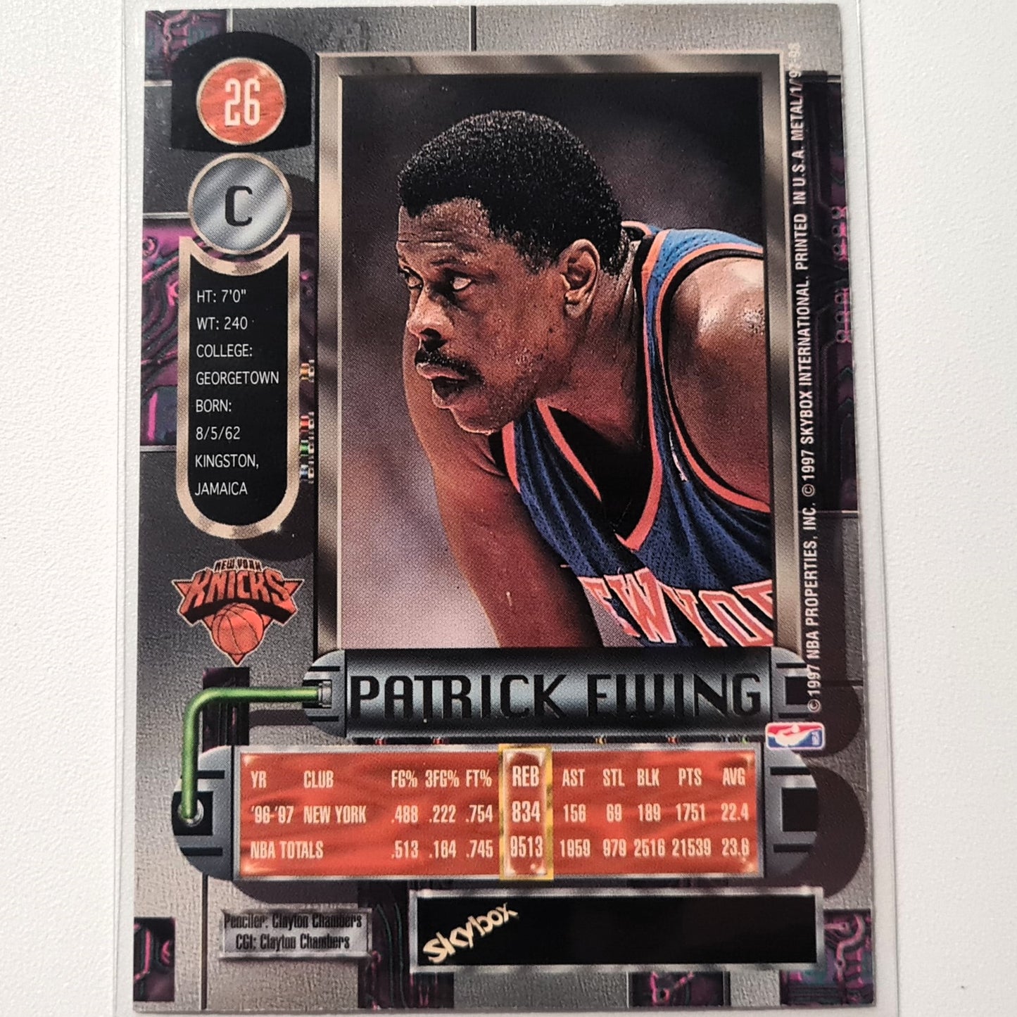 Patrick Ewing 1997 Skybox Metal Universe #26 NBA Basketball New York Knicks Excellent/Mint Sleeved