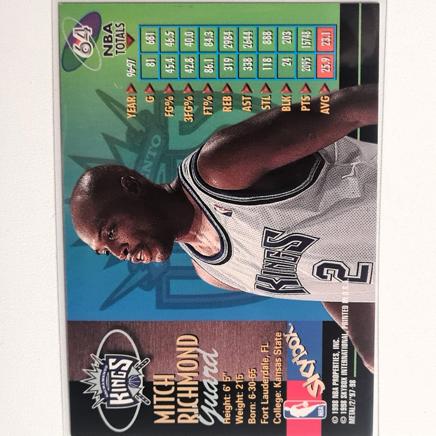 Mitch Richmond 1998 Skybox Metal Universe #64 NBA Basketball Sacramento Kings Ausgezeichnete Ärmel
