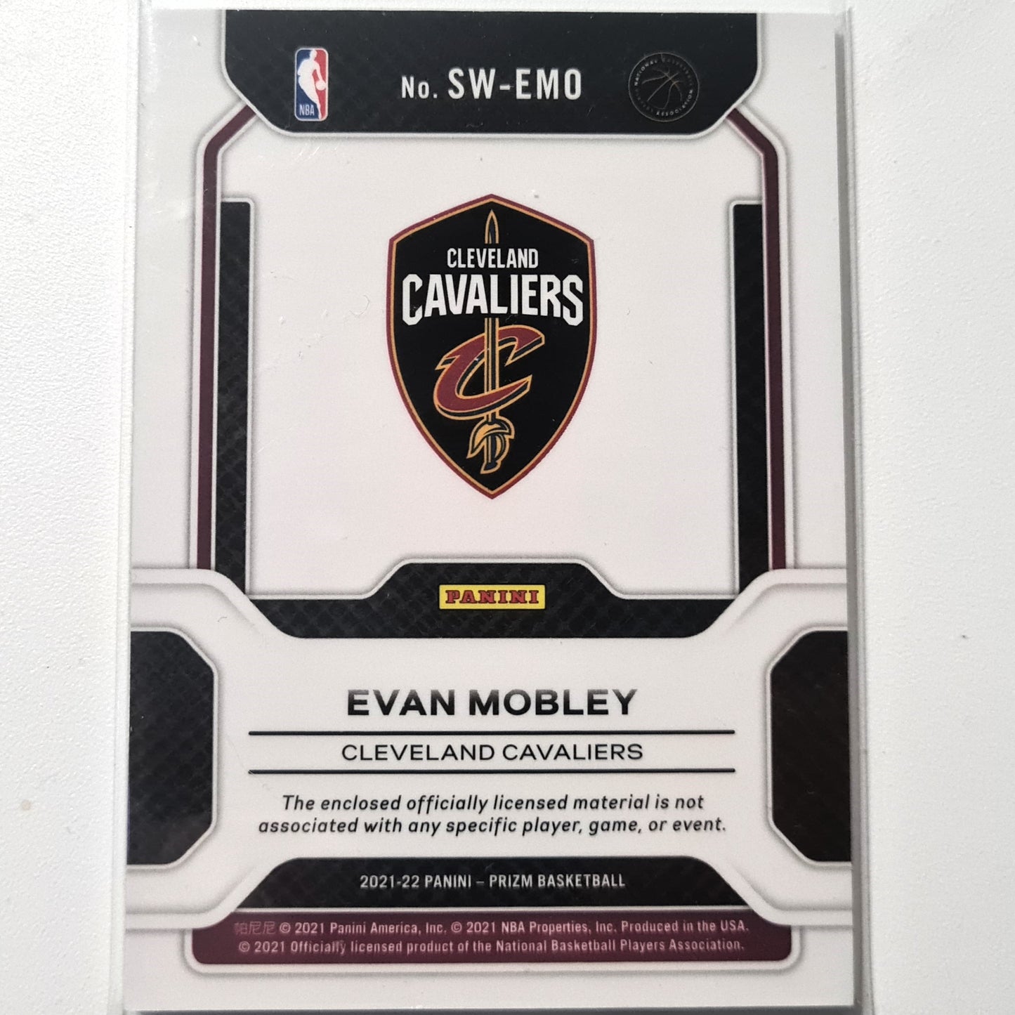 Evan Mobley 2021 Panini Prizm sensational swatches rookie RC Patch SW-EMO NBA Basketball Cleveland Cavaliers Excellent/mint sleeved