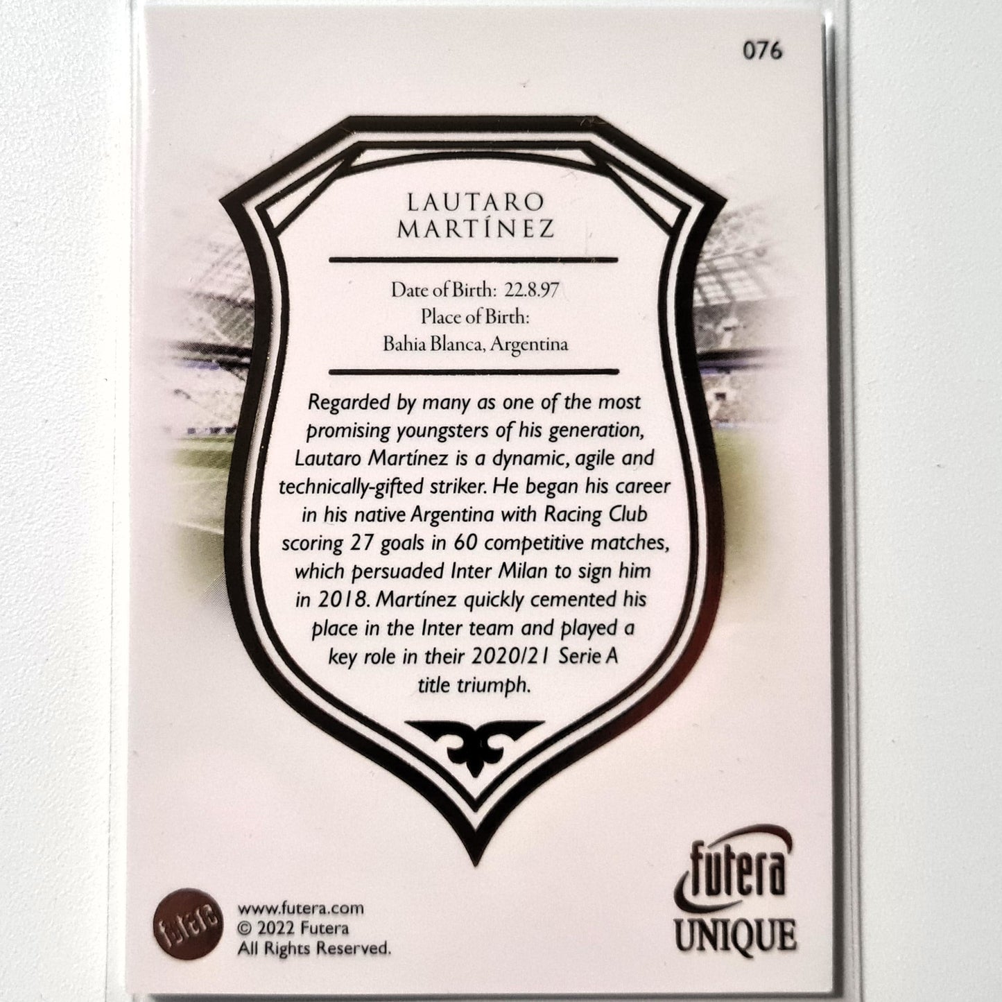 Lautaro Martinez 2022 Futera Unique World Soccer #076 Argentinien-Fußballkarte, Mintärmelig