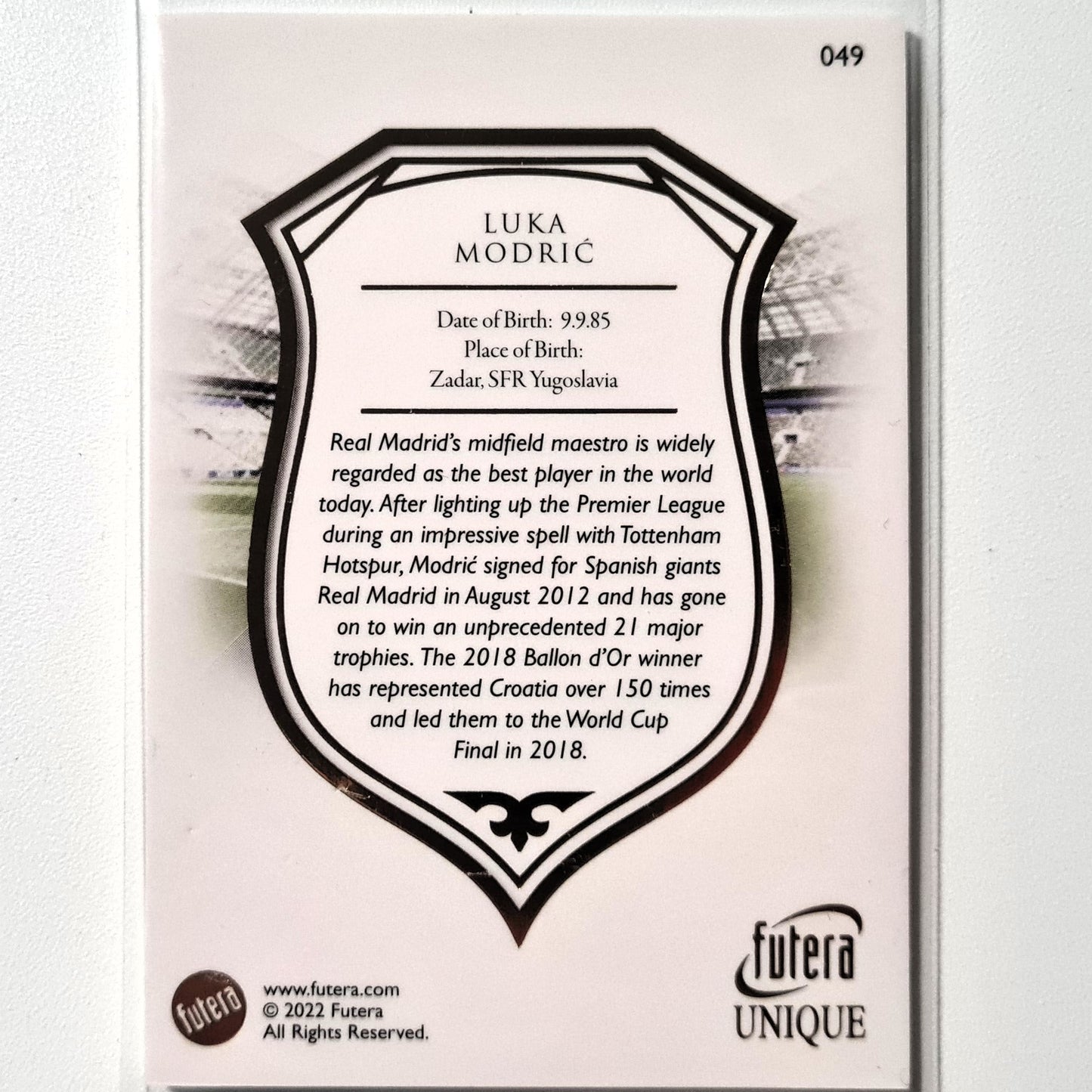 Luka Modric 2022 Futera Unique World Soccer #049 Kroatien-Fußballkarte mit guten Ärmeln