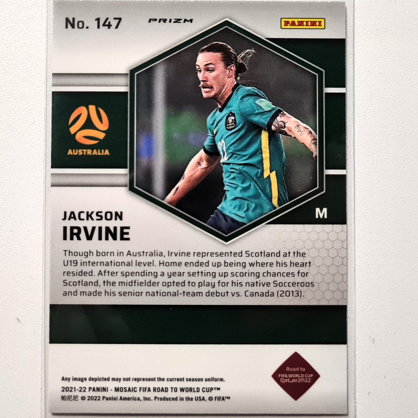 Jackson Irvine 2021-22 Panini Mosaik Fifa Weg zur Weltmeisterschaft Prizm #147 Fußball Australien Ausgezeichnet/Mintärmelig