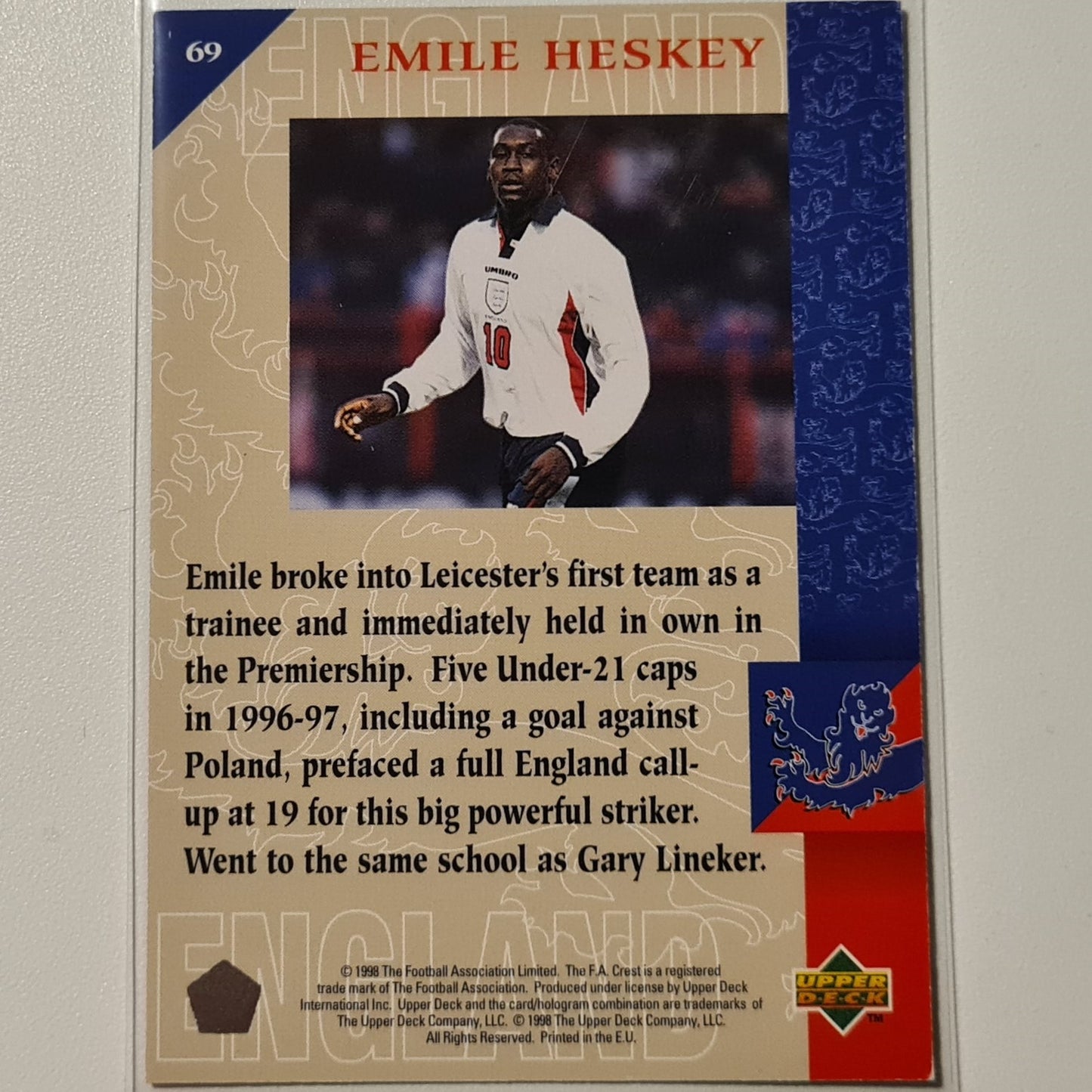 Emile Heskey 1997 Upper Deck England Soccer On the edge #69 England World cup Good sleeved