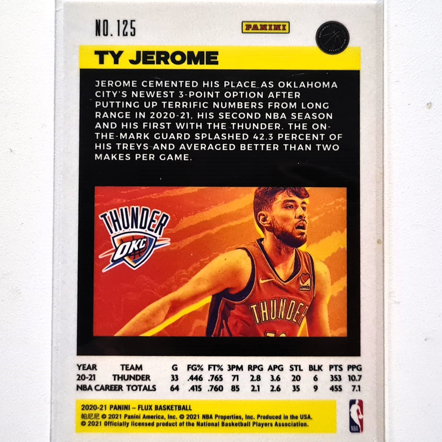 Ty Jerome 2020-21 Panini Flux #125 NBA Basketball Oklahoma Thunder City Excellent-Mint Sleeved