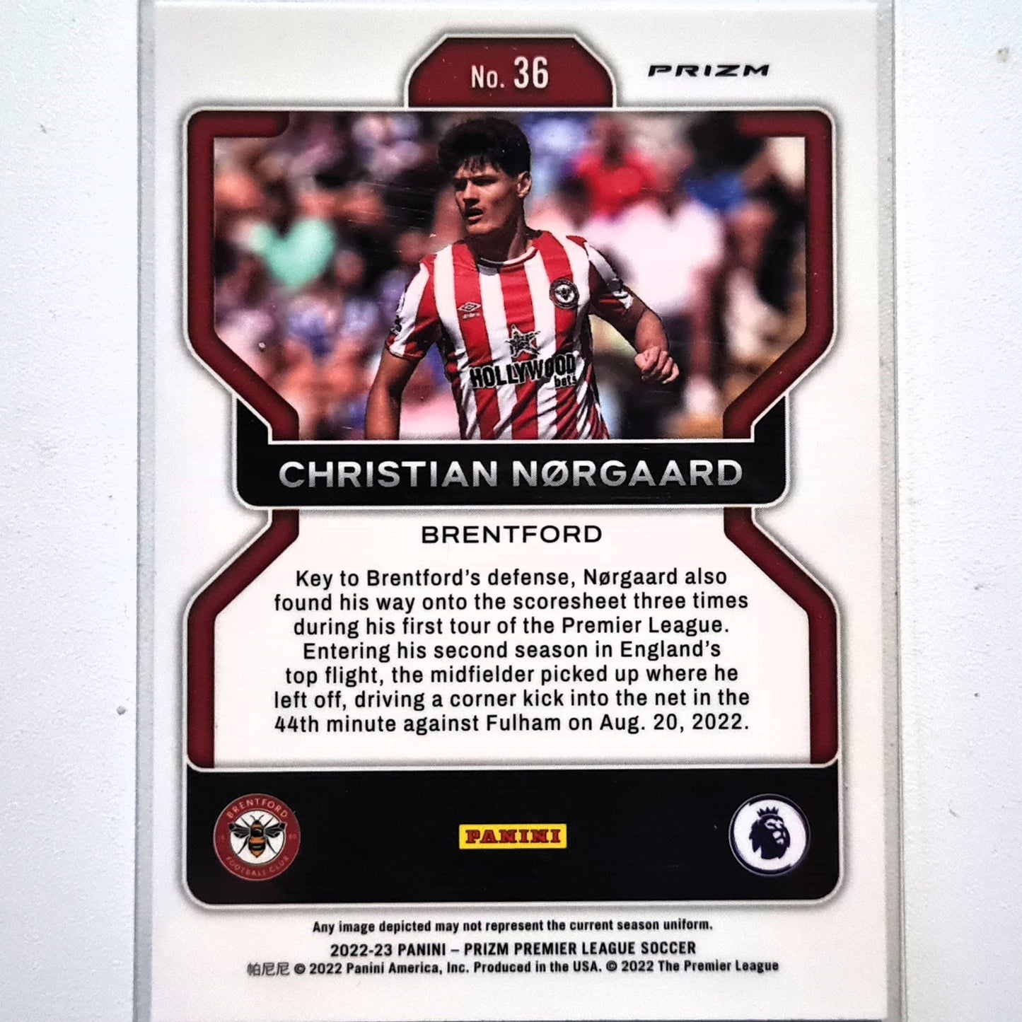 Christian Norgaard 2022-23 Panini Prizm Premier League Prizm multicoloured #36 Football Soccer Brentford Mint Sleeved
