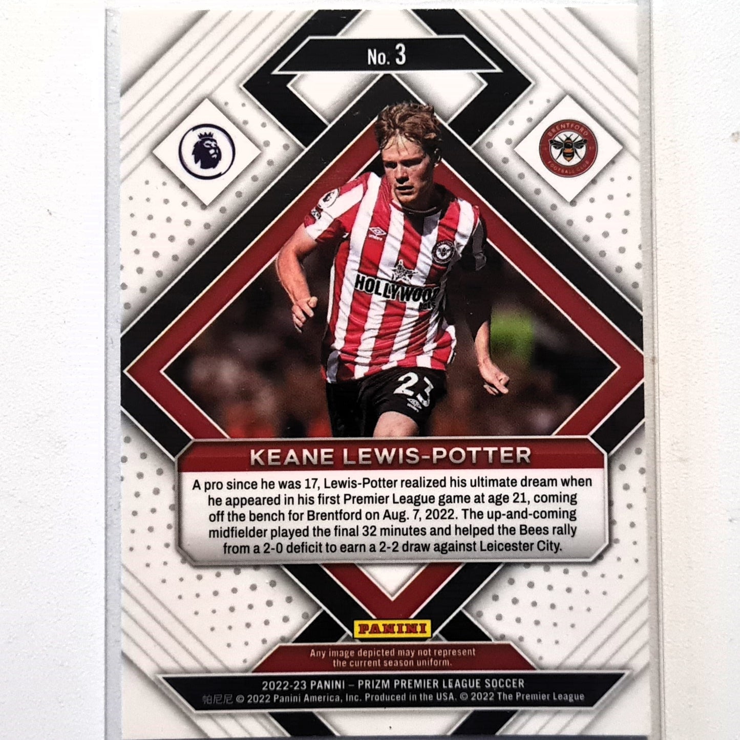 Keane Lewis-Potter 2022-23 Panini Prizm Premier League Prizm Emergent Rookie RC #3 Football Soccer Brentford Mint Sleeved