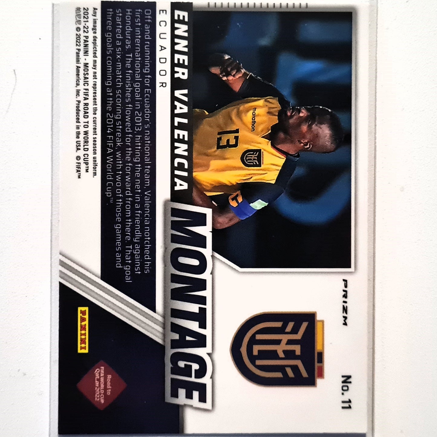 Enner Valencia 2022-23 Panini Mosaic Fifa road to the world cup Montage Prizm #11 Soccer Ecuador Excellent-Mint Sleeved