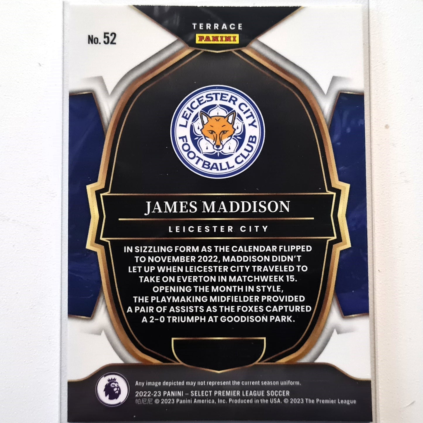 James Maddison 2022-23 Panini Select Premier Terrace #52 Soccer Leicester City Mint Sleeved