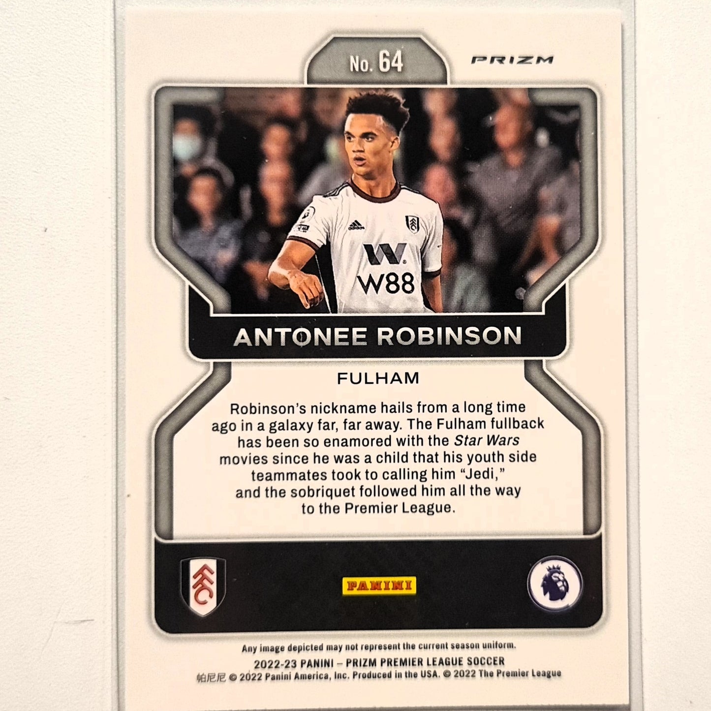 Antonee Robinson 2022-23 Panini Prizm Premier League refractor #64 Soccer Football Fulham Excellent-Mint Sleeved