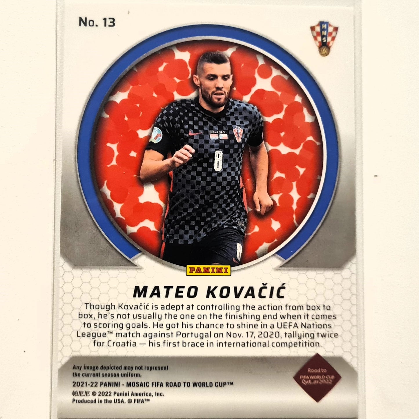 Mateo Kovacic 2021-22 Panini Mosaic Fifa road to the world cup Men of Mastery #13 Soccer Croatia Excellent-Mint Sleeved