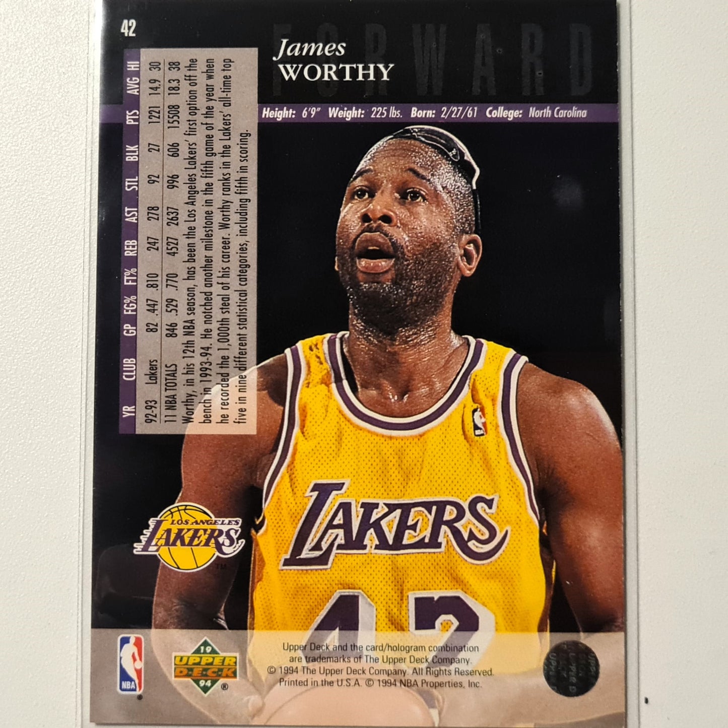 James Worthy 1994 Upper-Deck #42 NBA Basketball LA Lakers Sehr gute Ärmel