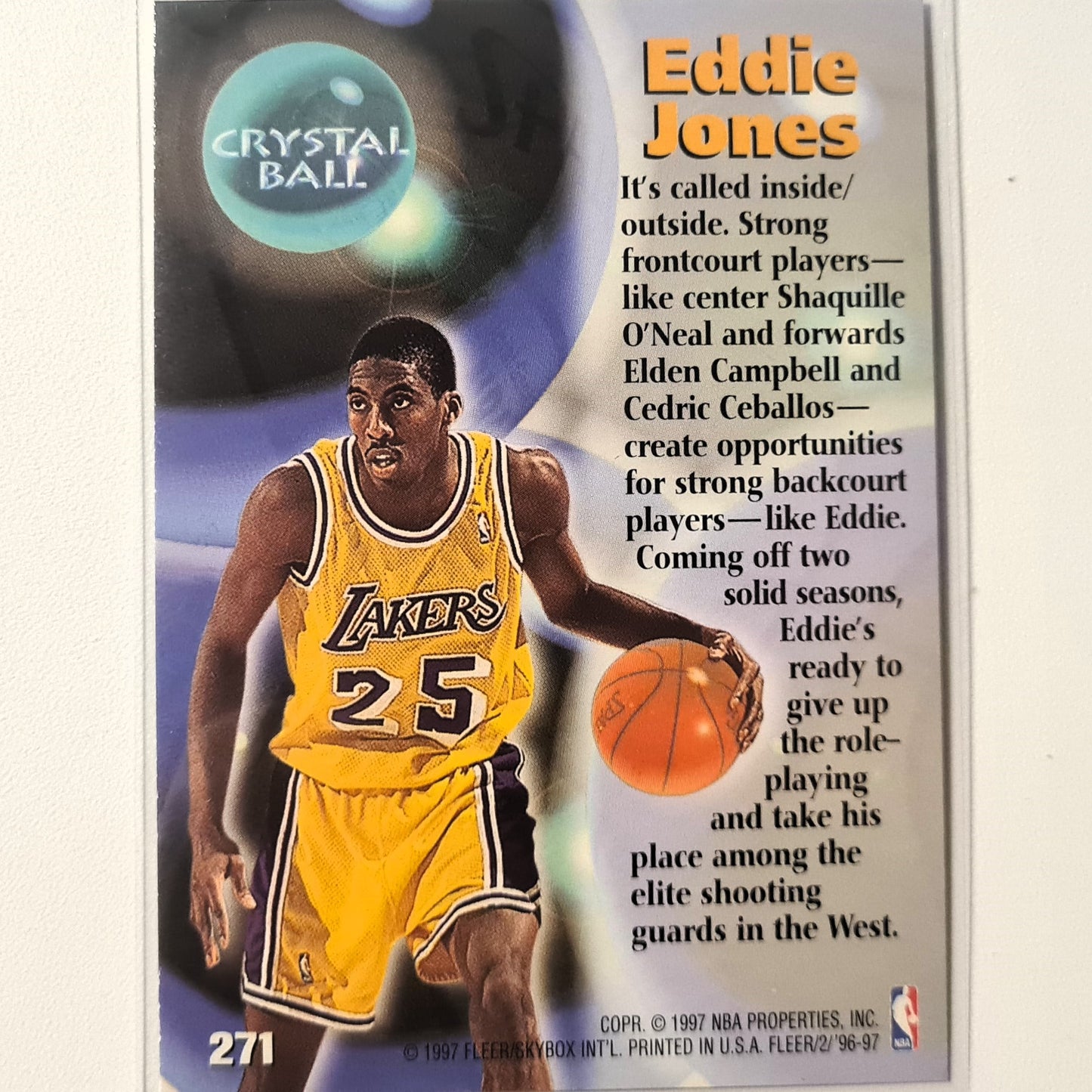 Eddie Jones 1997 Fleer 96-97 Crystal Ball #271 NBA Basketball LA Lakers Excellent Sleeved