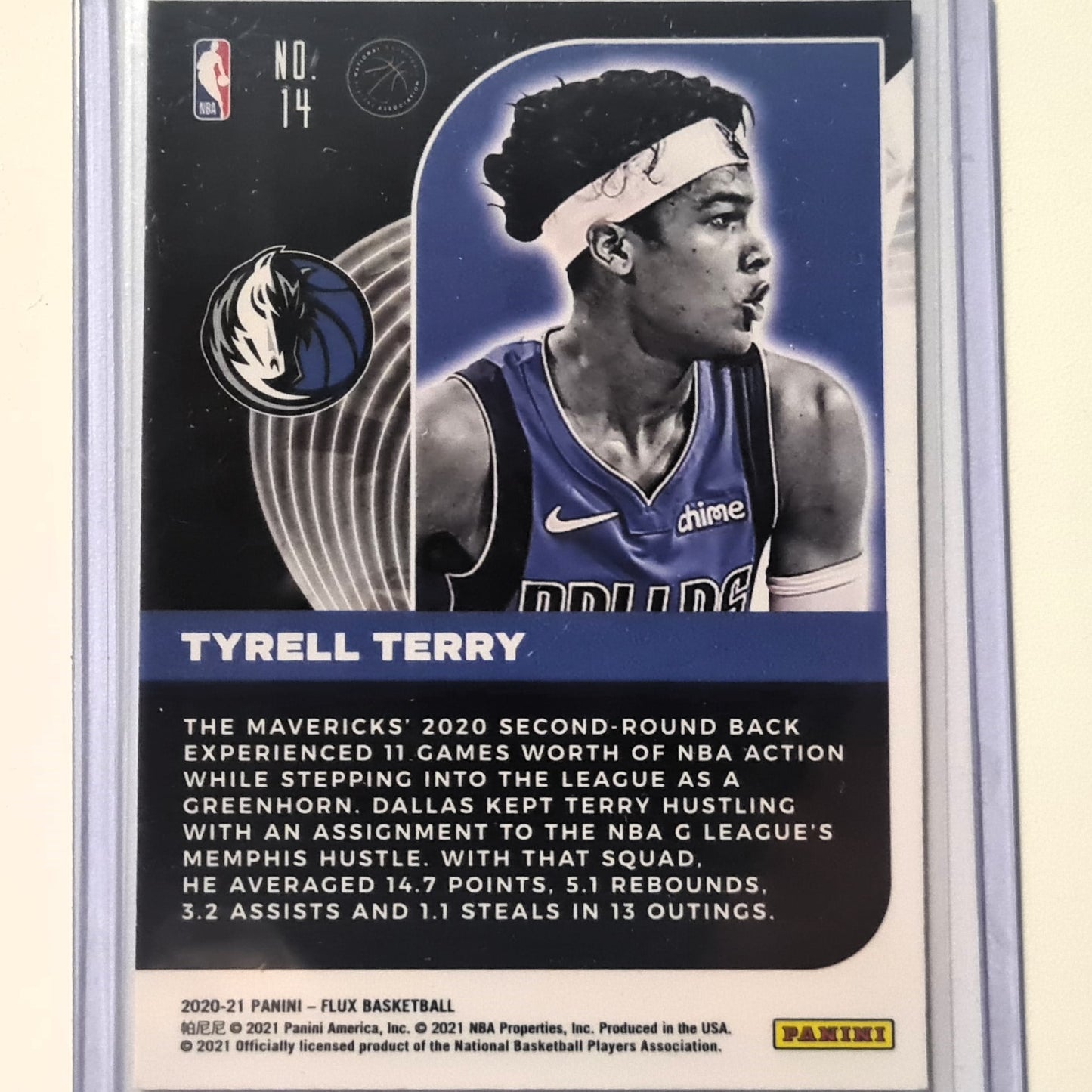 Tyrell Terry 2020-21 Panini Flux incoming rookie RC #14 NBA Basketball Dallas Mavericks Excellent/Mint Sleeved