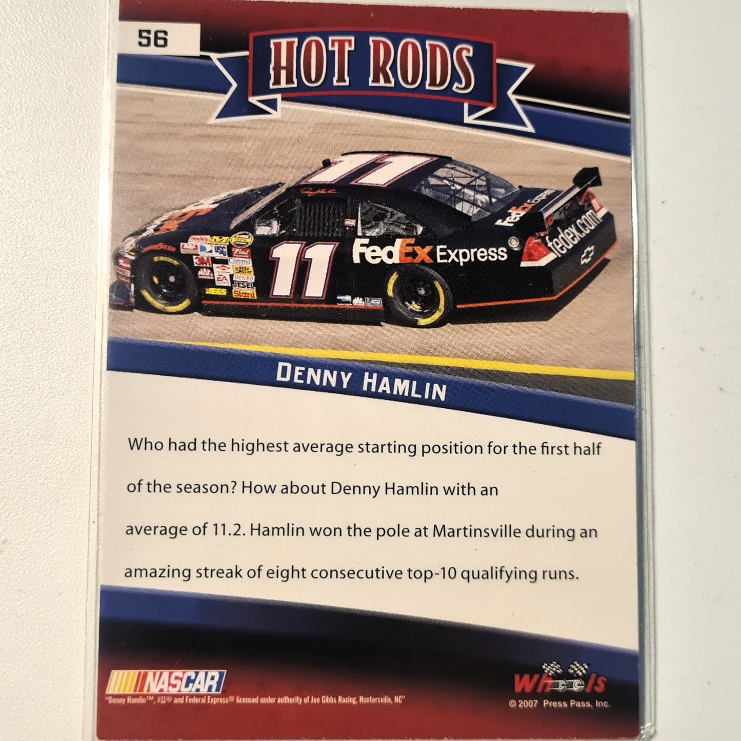 Denny Hamlin 2007 Wheels American Thunder #56 Nascar Motorsports Very good sleeved