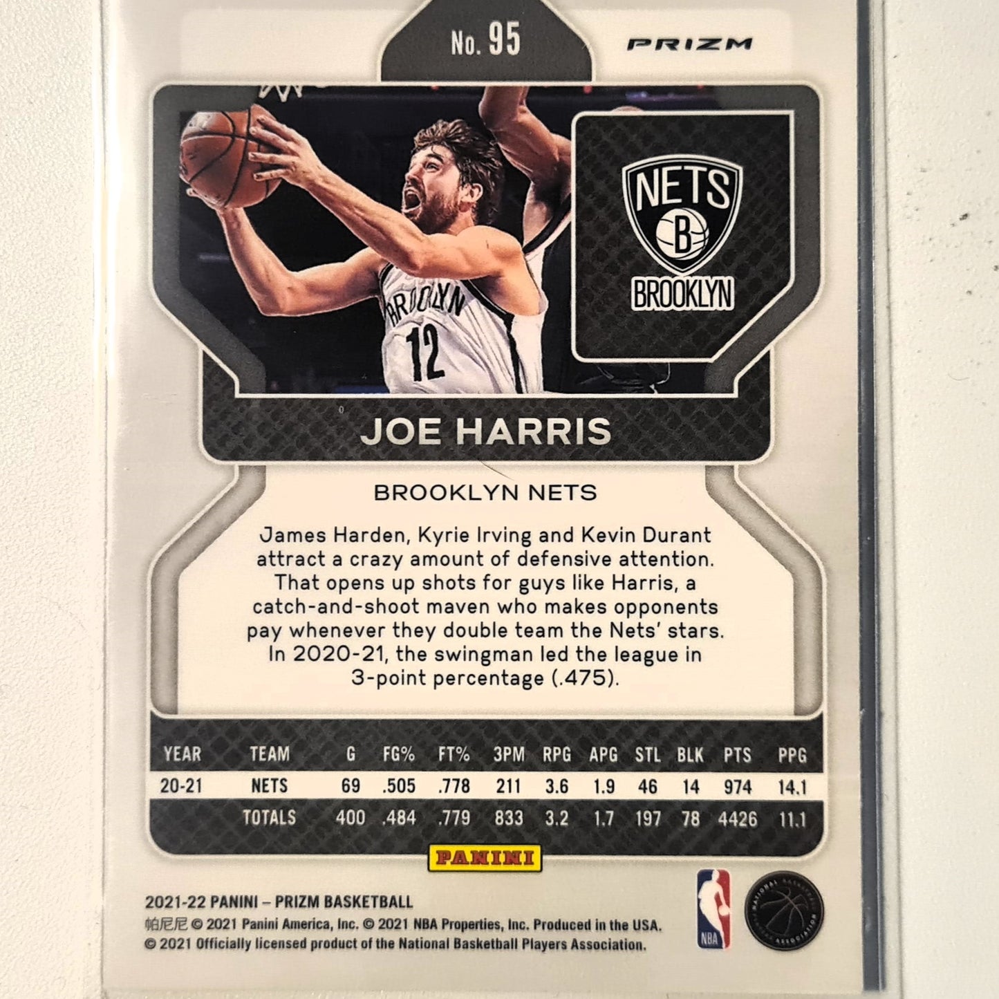 Joe Harris 2021-22 Panini Prizm cracked ice #95 NBA Basketball Brooklyn Nets excellent/mint sleeved