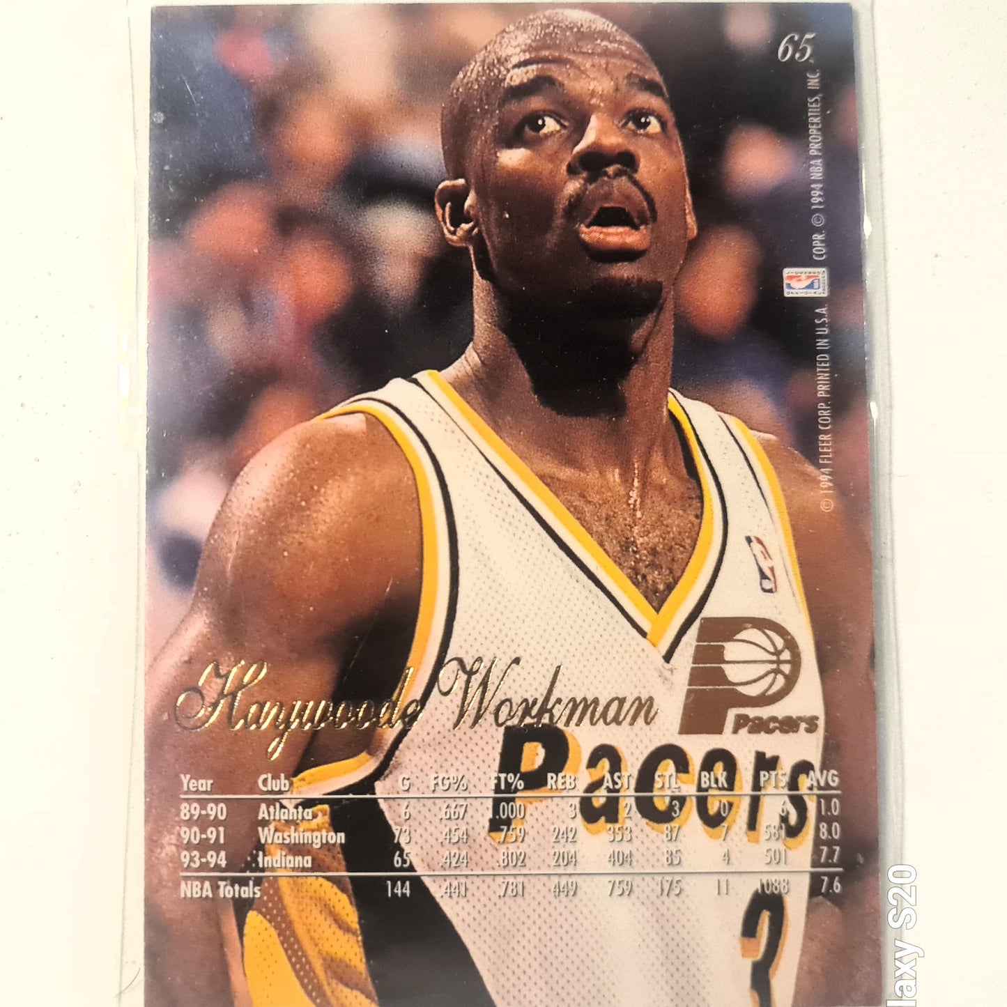 Haywoode Workman 1994 Fleer Flair 94-95 #65 NBA Basketball Indiana Pacers Excellent Sleeved