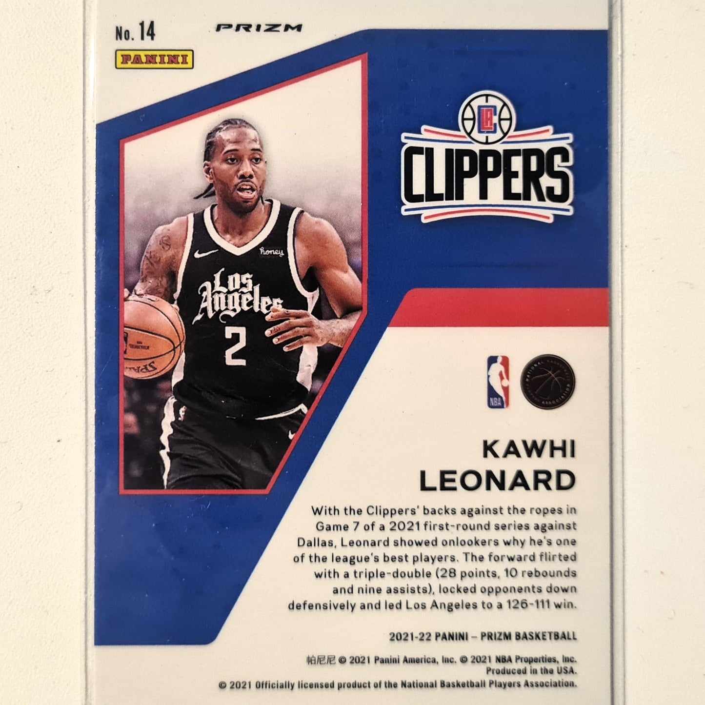 Kawhi Leonard 2021-22 Panini NBA Prizm Mindset refractor insert #14 NBA Basketball LA Clippers good-very good Sleeved