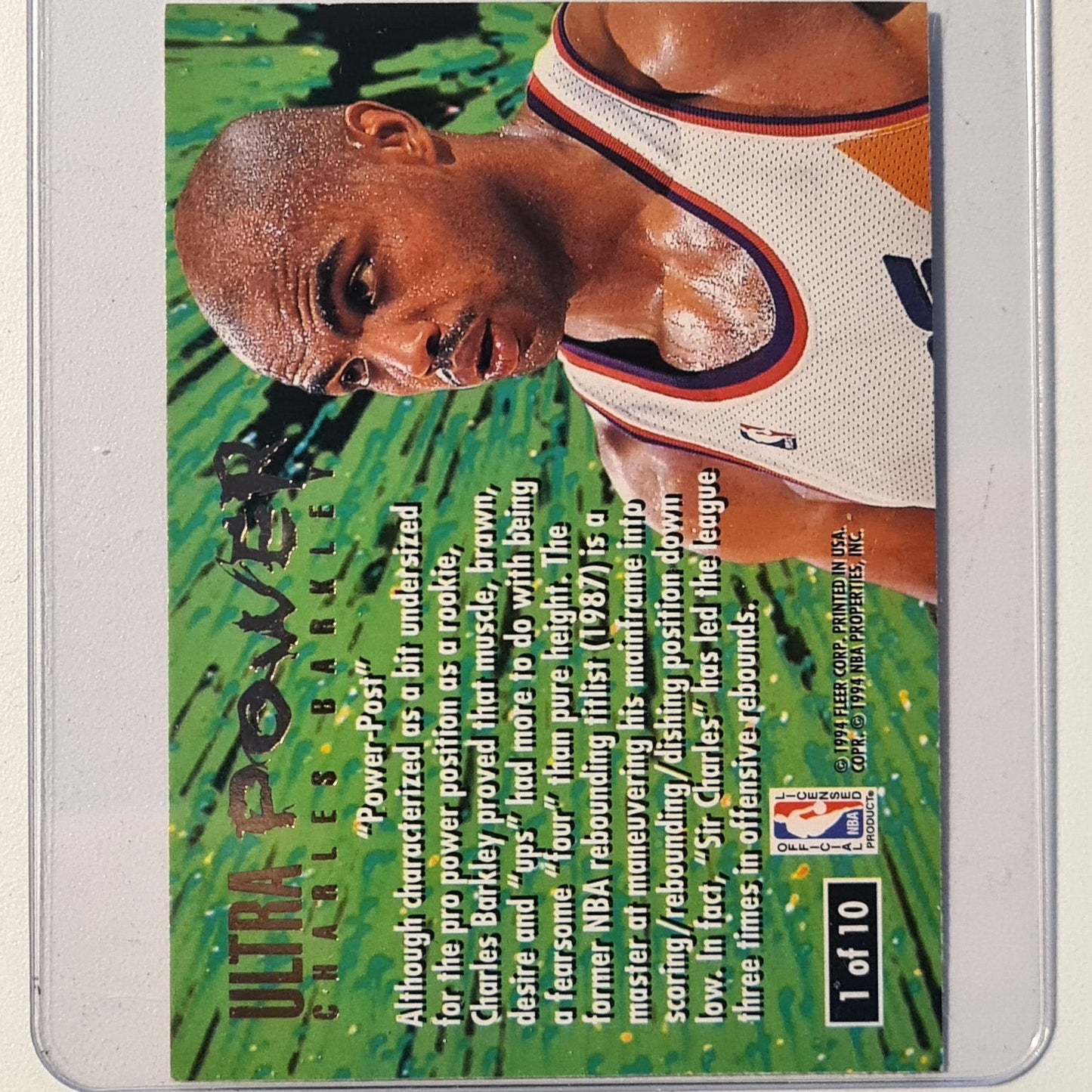 Charles Barkley 1995 Fleer 94-95 Ultra Power insert 1 of 10 NBA Basketball Phoenix Suns Excellent Sleeved