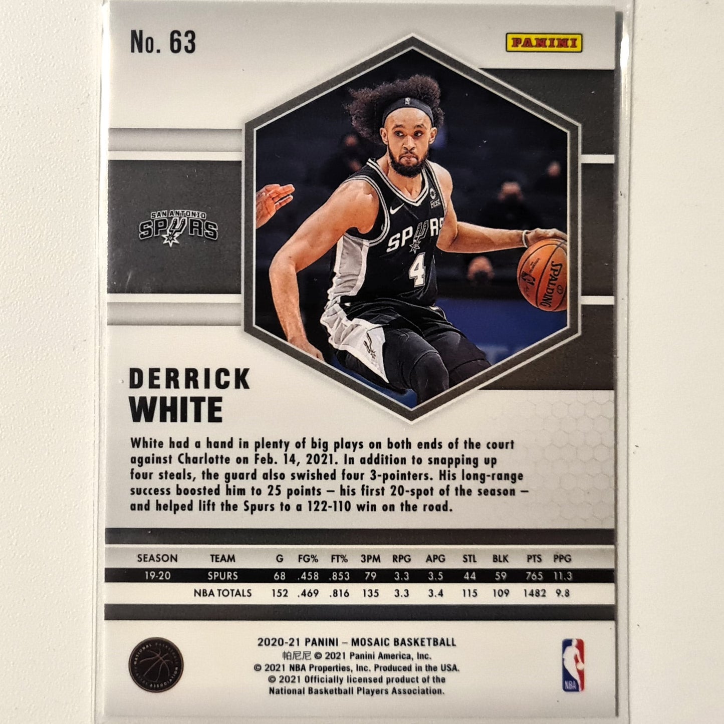 Derrick White 2020-21 Panini Mosaic #63 NBA Basketball Brooklyn Nets Excellent Sleeved