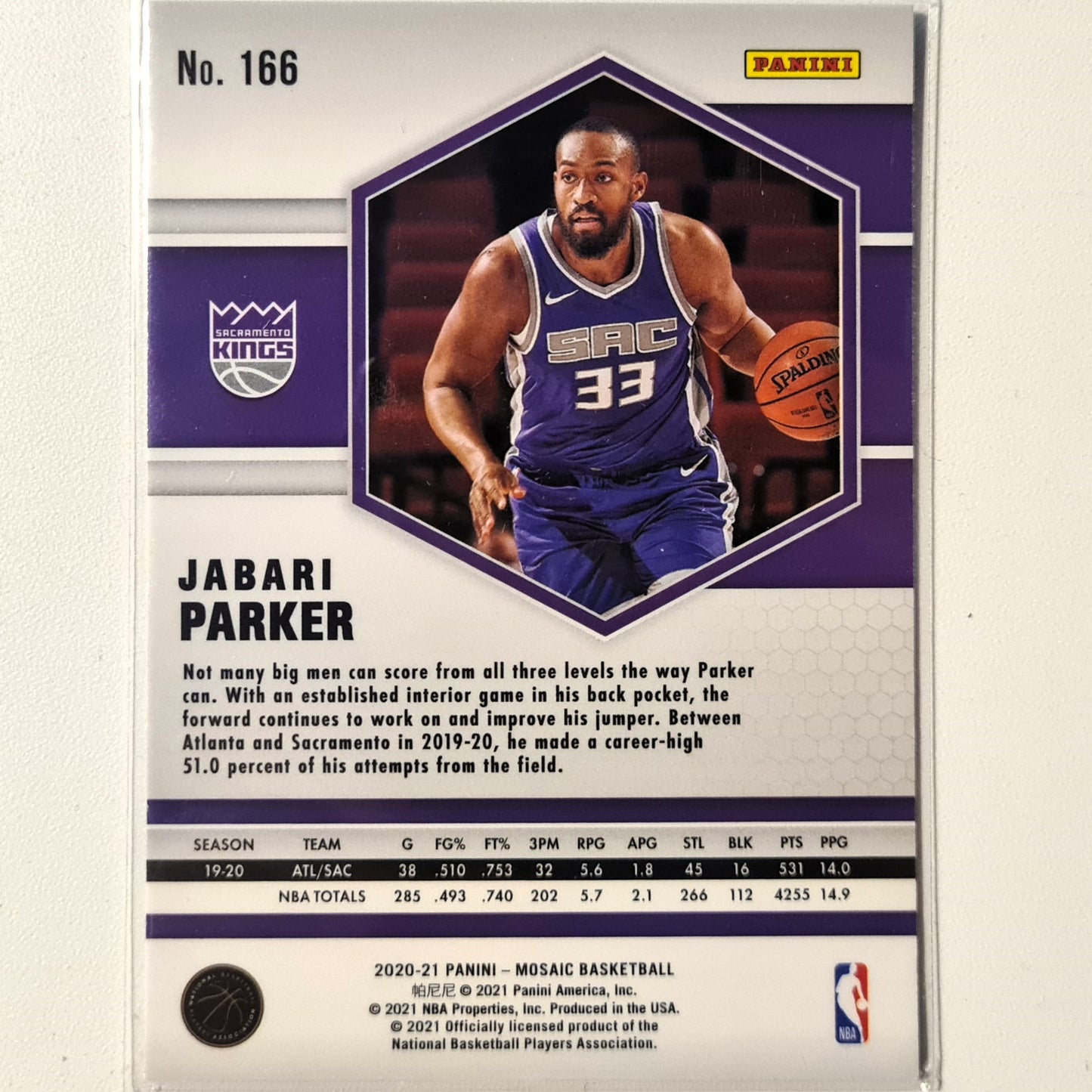 Jabari Parker 2020-21 Panini Mosaic #166 NBA Basketball Sacramento kings Excellent Sleeved