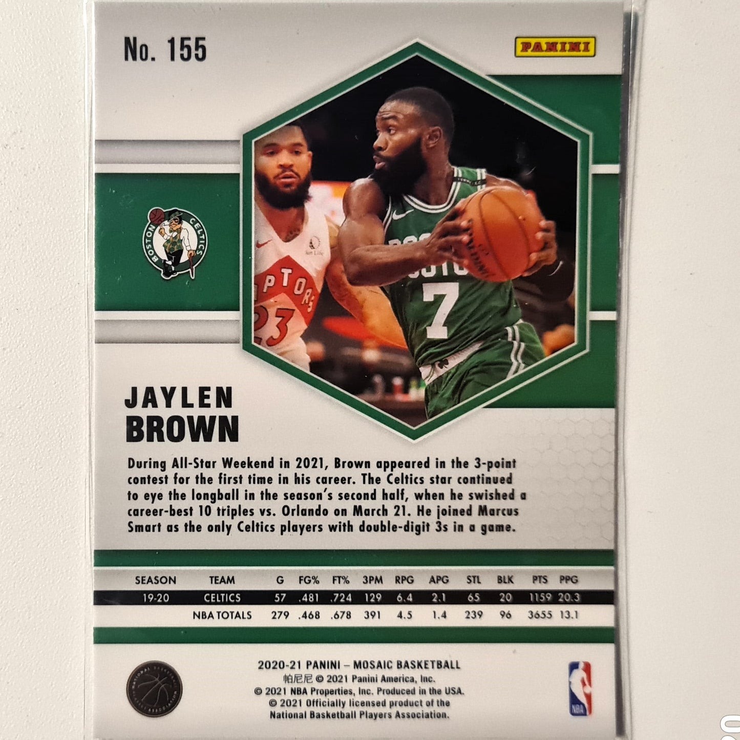 Jaylen Brown 2020-21 Panini Mosaic #155 NBA Basketball Boston Celtics Excellent Sleeved