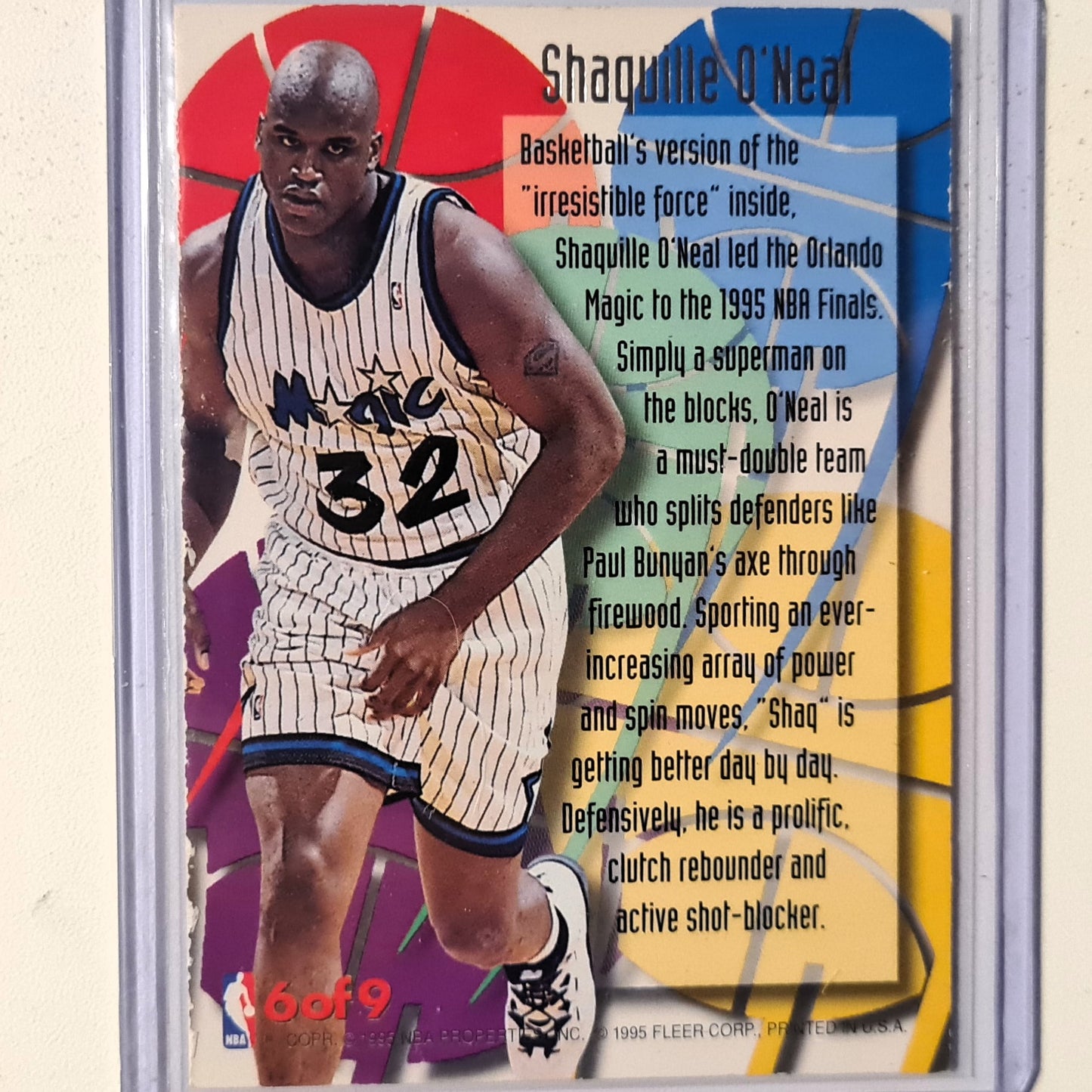 Shaquille O'Neal 1995 Fleer Ultra 94-95 rising star 6 of 9 insert NBA Basketball Orlando Magic good/very good Sleeved