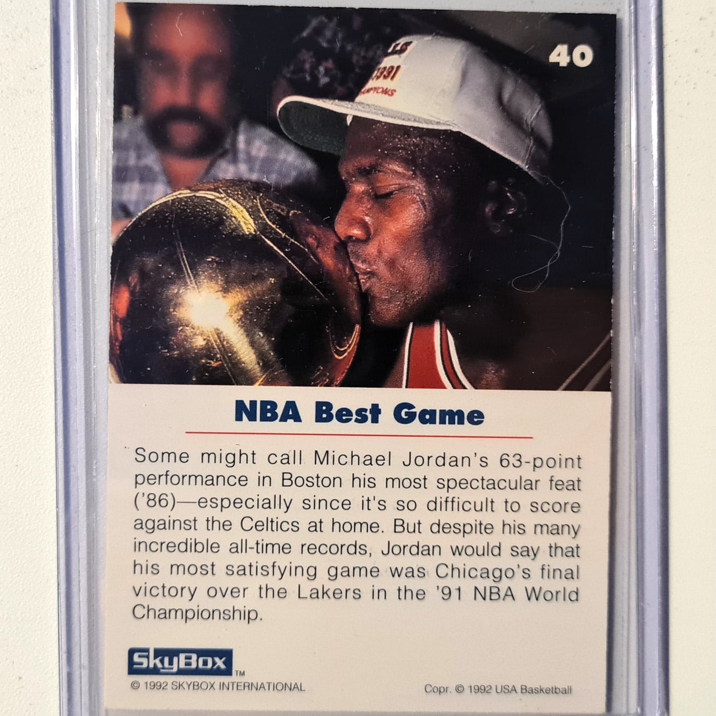 Michael Jordan 1992 Skybox NBA BEST GAME#40 NBA Basketball Chicago Bulls TEAM USA Very good Sleeved