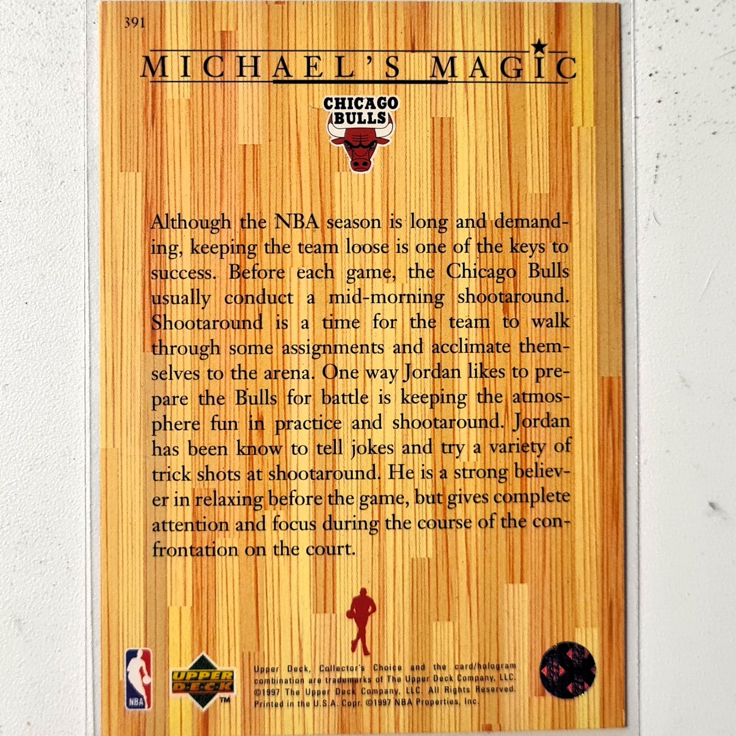 Michael Jordan 1997 Upper-Deck Michael's Magic #391 NBA Basketball Chicago Bulls Very good Sleeved