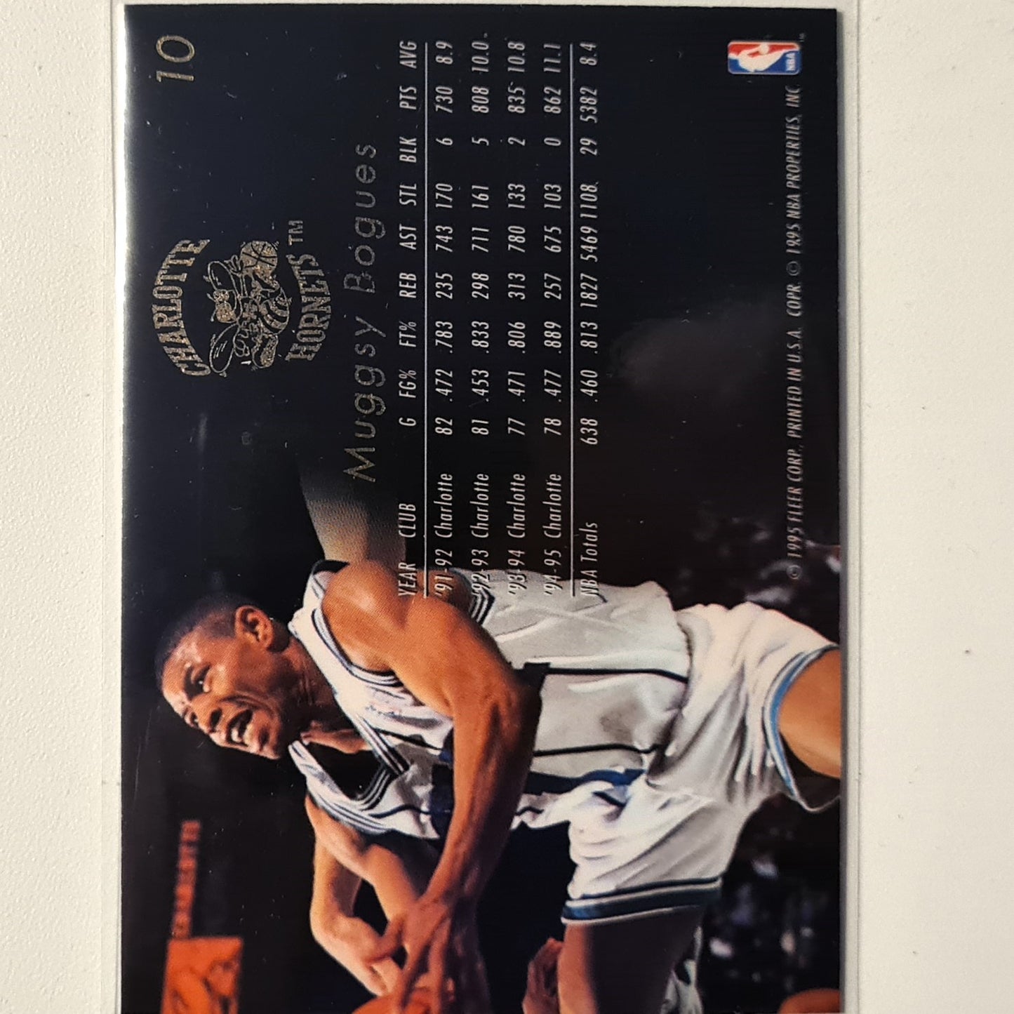 Muggsy Bogues 1995 Fleer Flair 95-96 #10 NBA Basketball Charlotte Hornets Excellent Sleeved