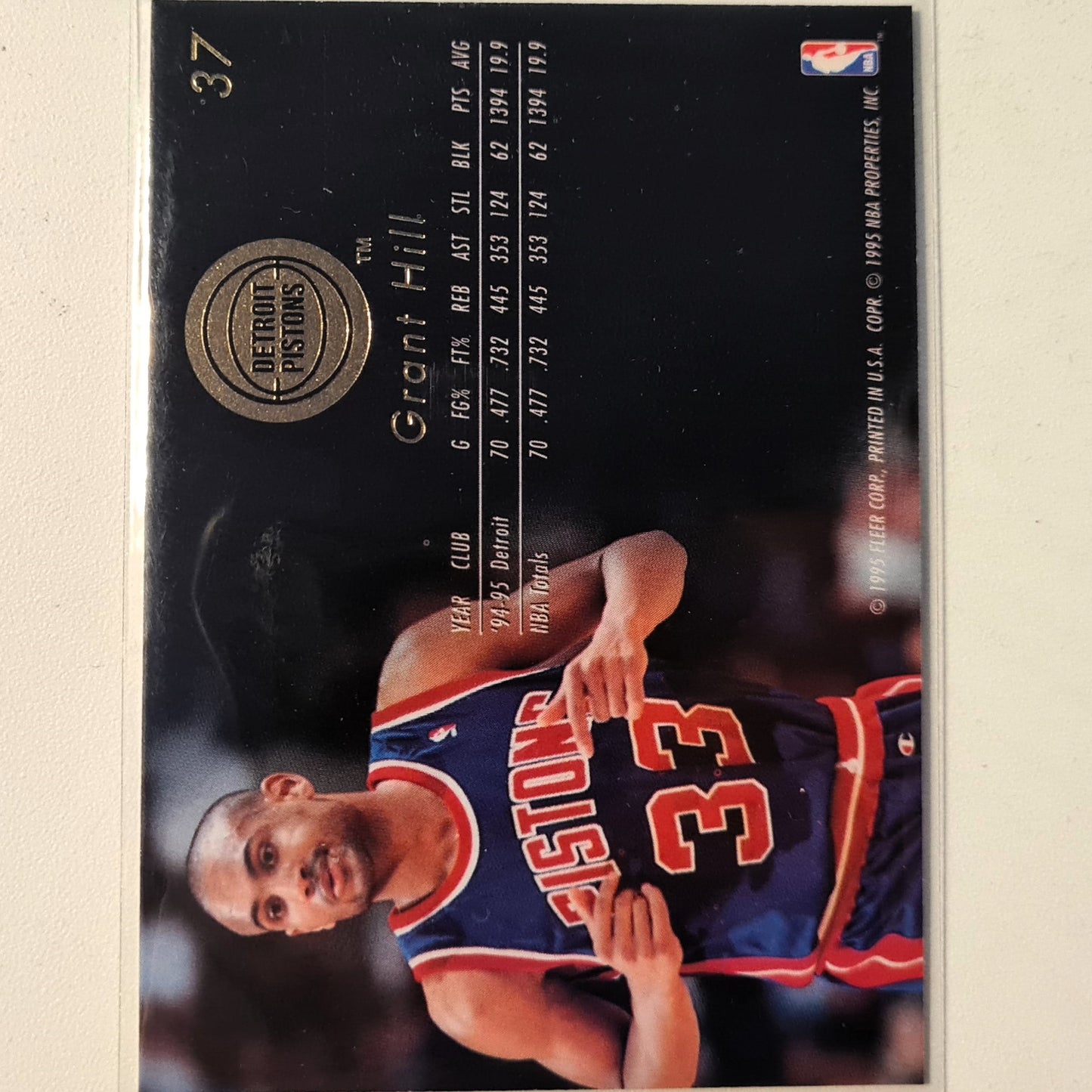 Grant Hill 1995 Fleer Flair 95-96 #37 NBA Basketball Detroit Pistons Excellent Sleeved