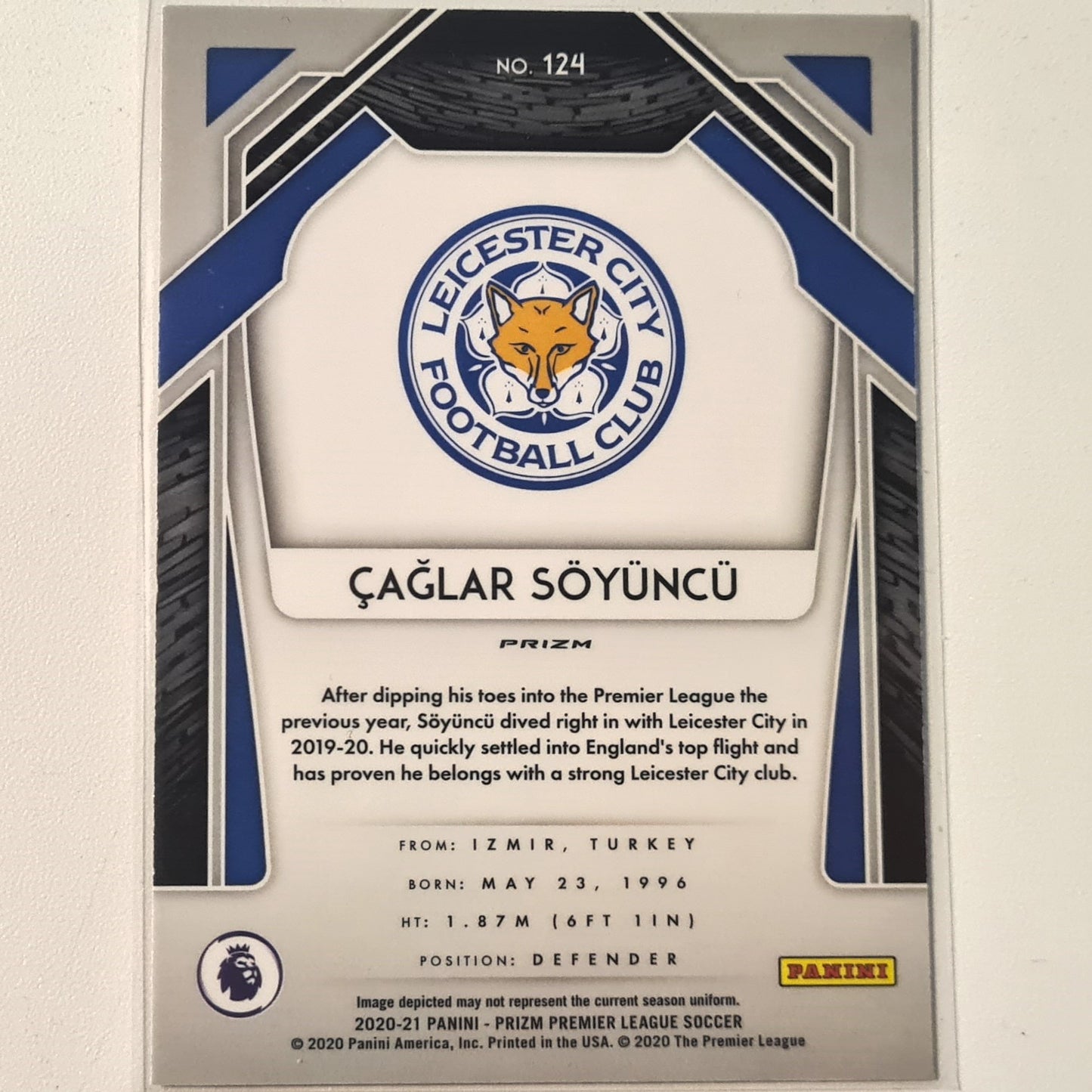 Caglar Soyuncu 2020-21 Panini Prizm pink cracked ice #124 Football Leicester City excellent Sleeved