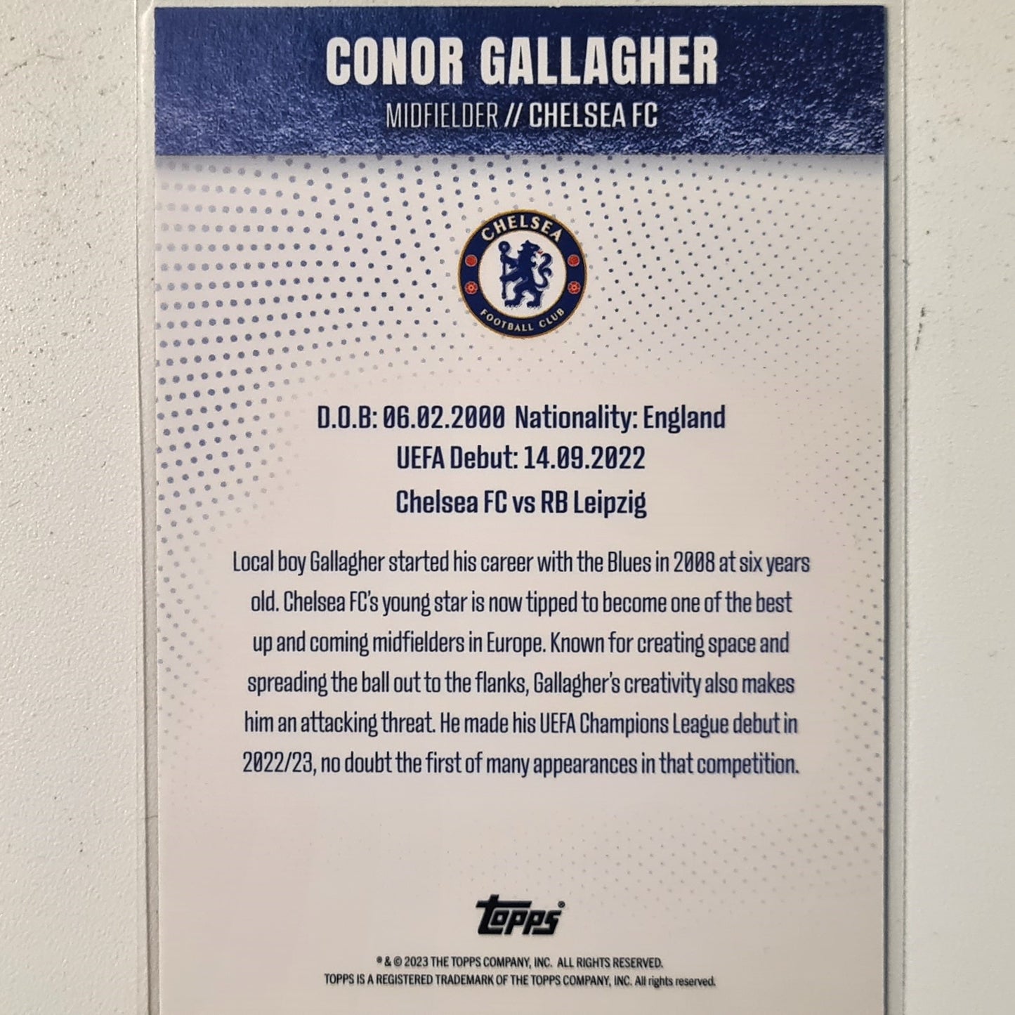 Conor Gallagher 2023 Topps Chelsea team set Football Chelsea excellent Sleeved