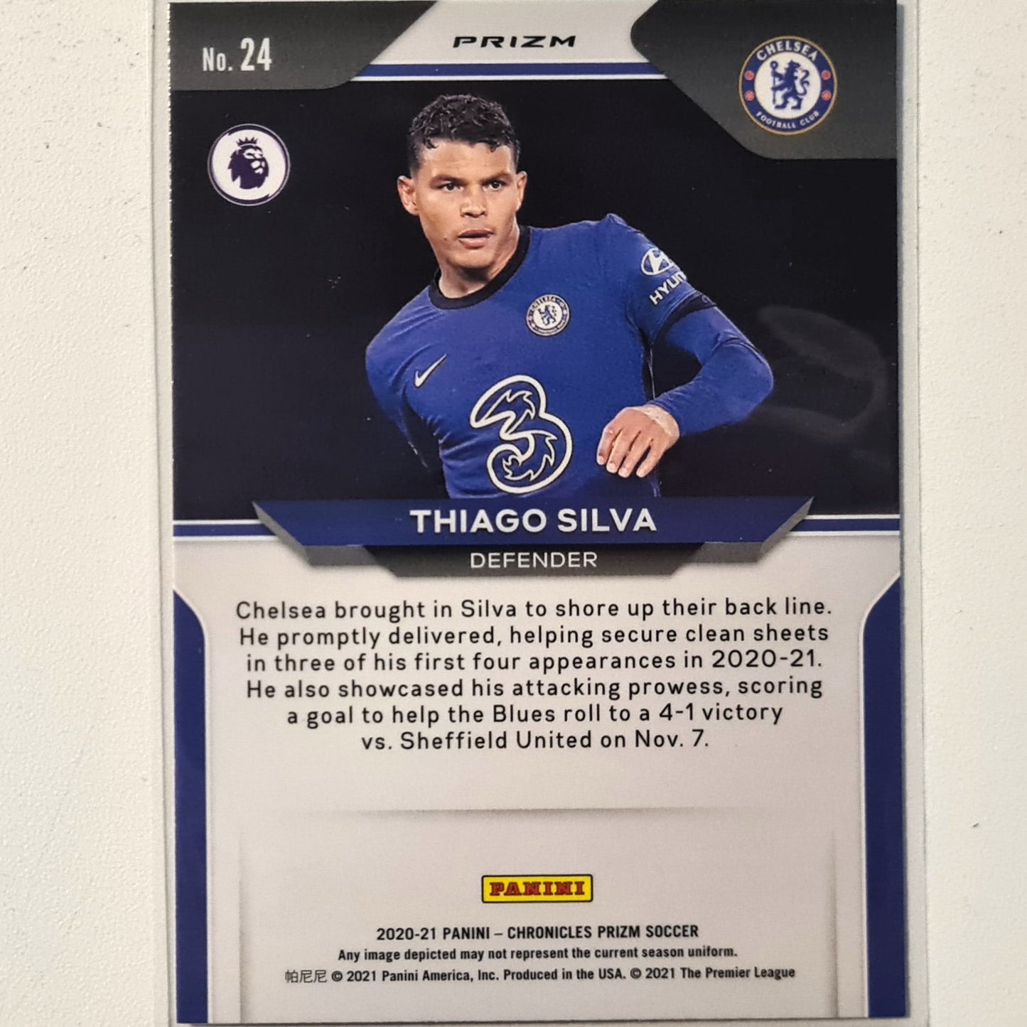 Thiago Silva 2020-21 Panini Prizm premier league Fast break spots variant #24 Soccer Football Chelsea excellent/mint Sleeved