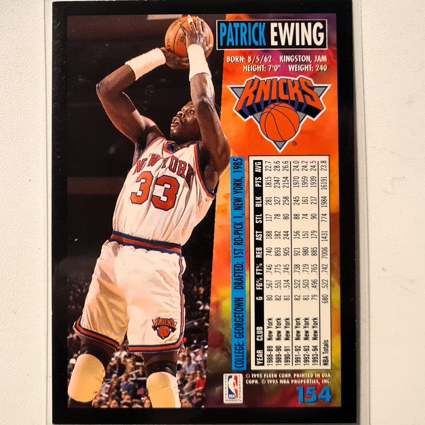 Patrick Ewing 1995 Fleer 94-95 #154 NBA Basketball New York Knicks Excellent sleeved