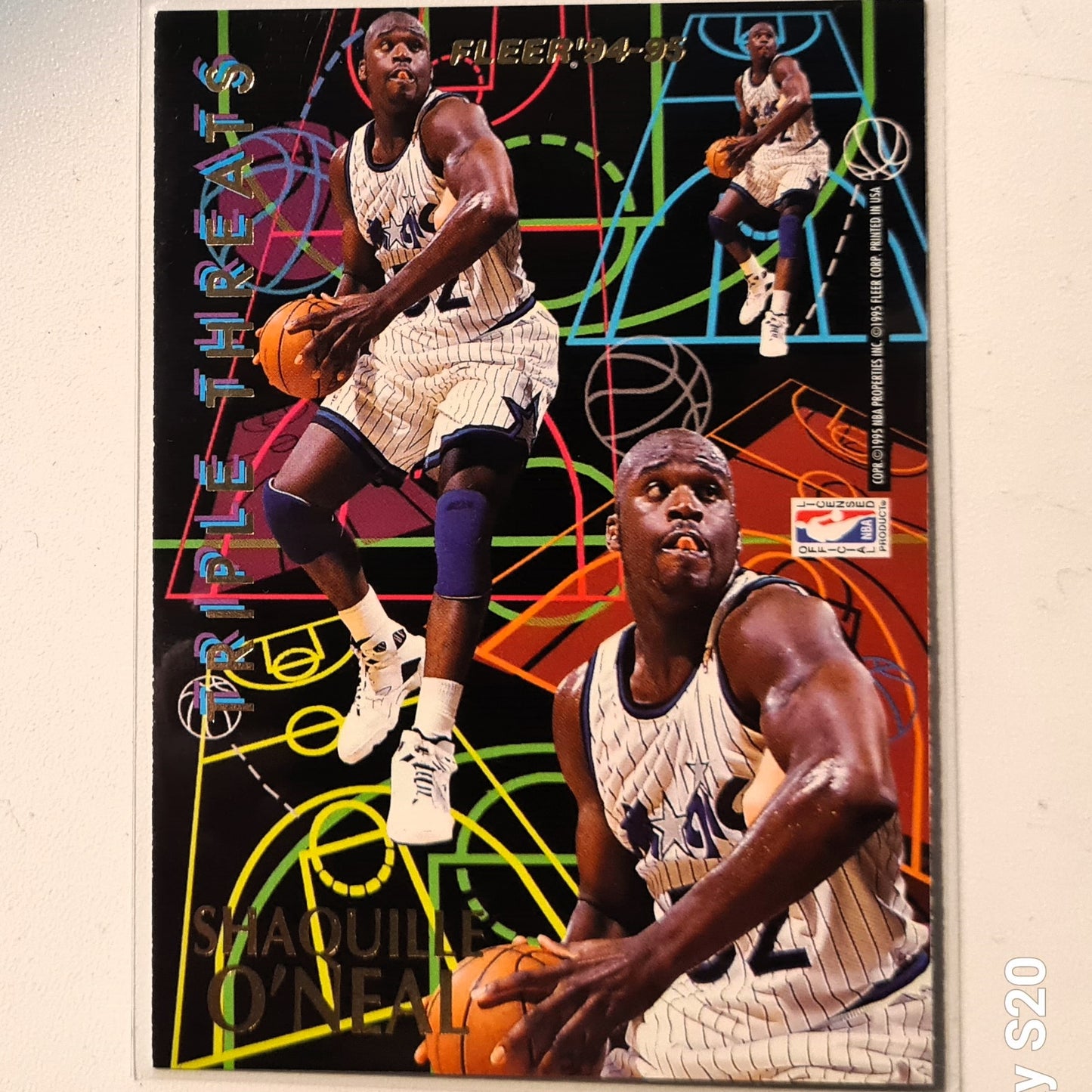 Patrick Ewing Shaquille O'Neal 1995 Fleer 94-95 Triple Threats insert NBA Basketball New York Knicks Excellent Sleeved