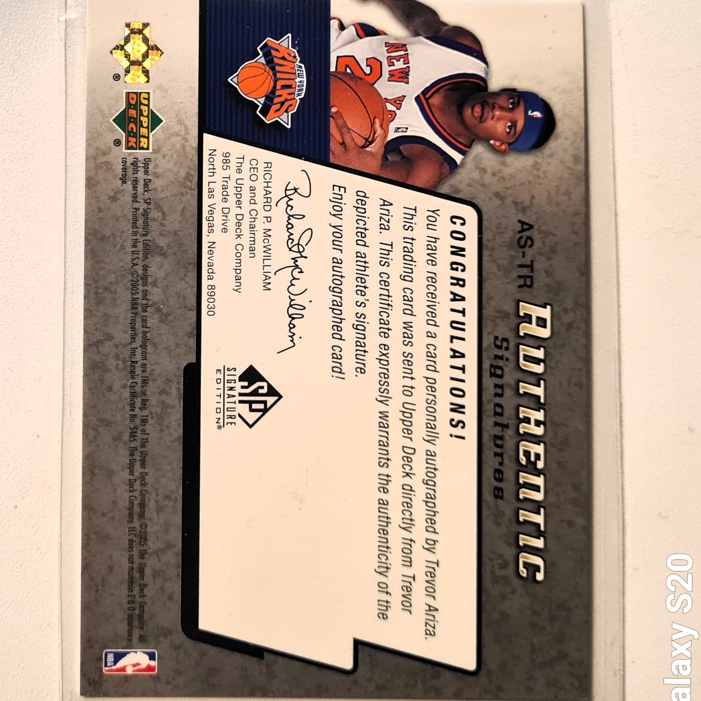 Trevor Ariza 2005 Upper Deck Authentic Signatures Auto Rookie RC AS-TR NBA Basketball New York Knicks Excellent sleeved