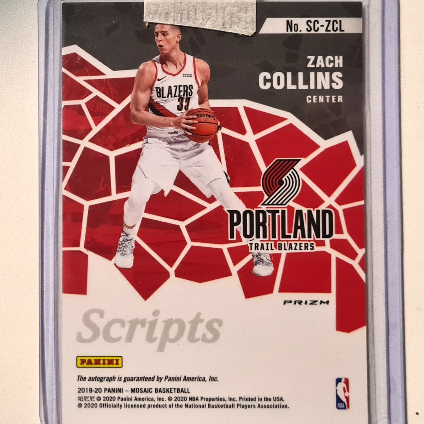 Zach Collins 2019-20 Panini Mosaic Scripts Auto prizm SC-ZCL NBA Basketball Portland Trail Blazers excellent/mint sleeved