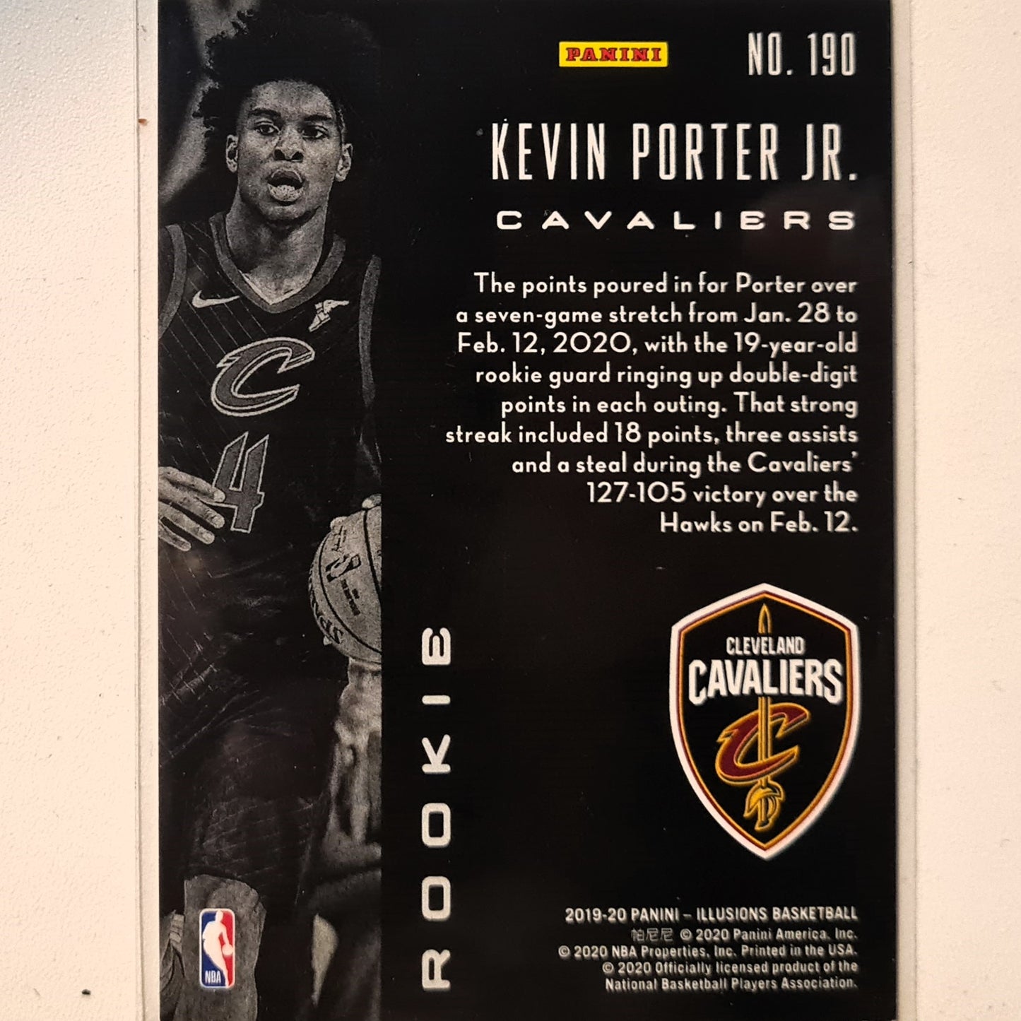 Kevin Porter Jr 2019-20 Panini illusions Rookie RC #190 NBA Basketball Cleveland Cavaliers Excellent sleeved