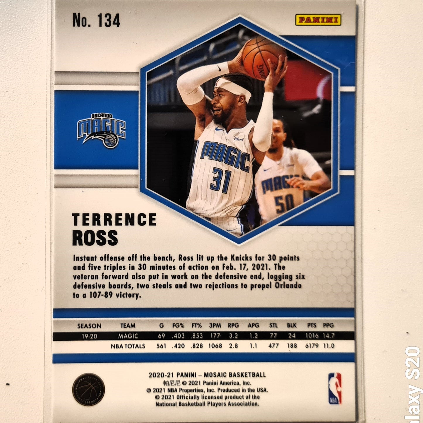 Terrence Ross 2020-21 Panini Mosaic #134 NBA Basketball Orlando Magic Excellent/mint sleeved