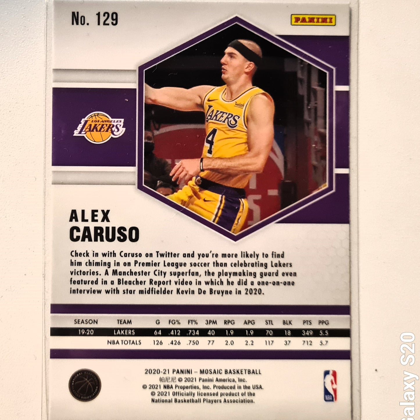 Alex Caruso 2020-21 Panini Mosaic #129 NBA Basketball LA Lakers Excellent/mint sleeved