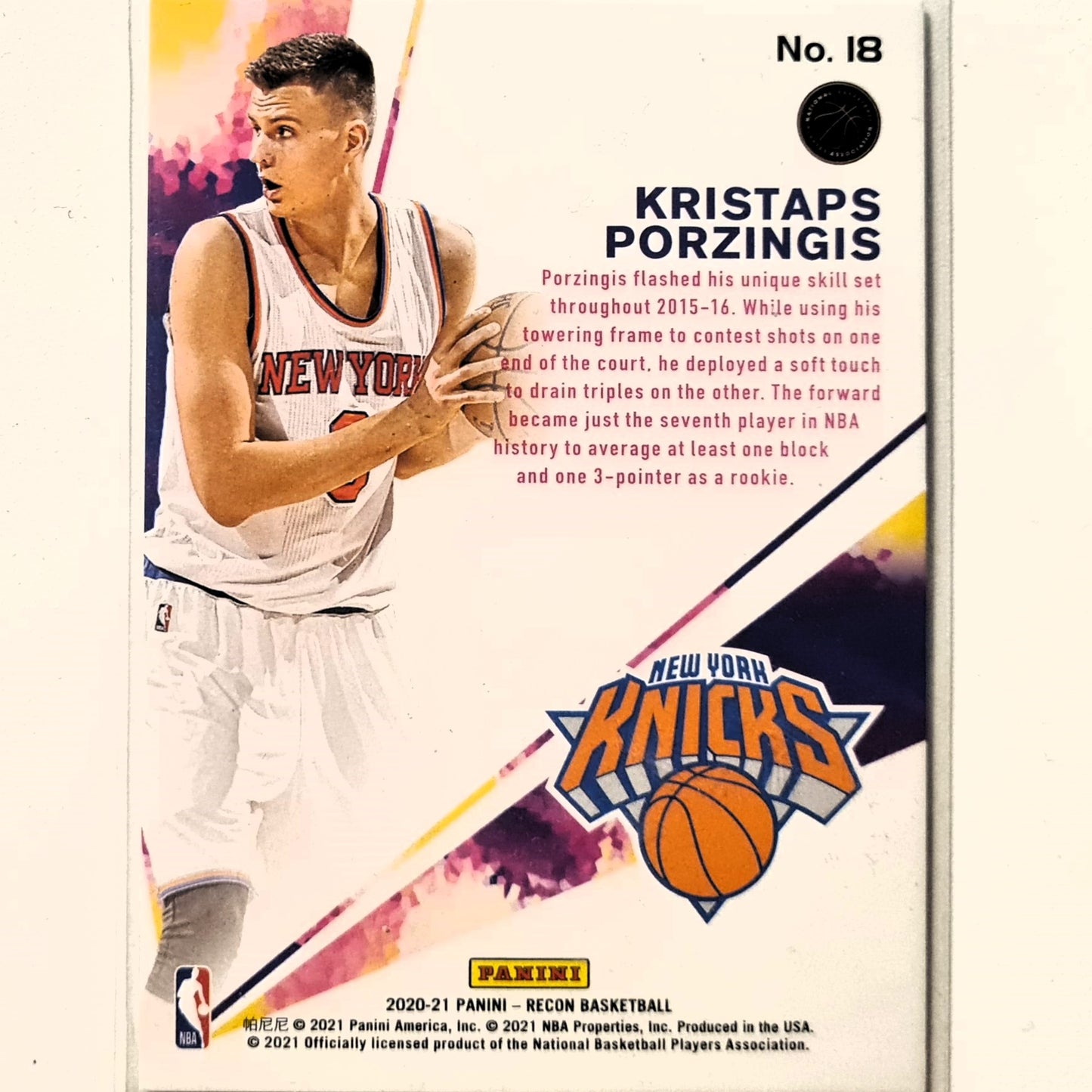 Kristaps Porzingis 2020-21 Panini Recon rookie review red Numbered 139/199 #18 NBA Basketball New York Knicks Excellent Sleeved