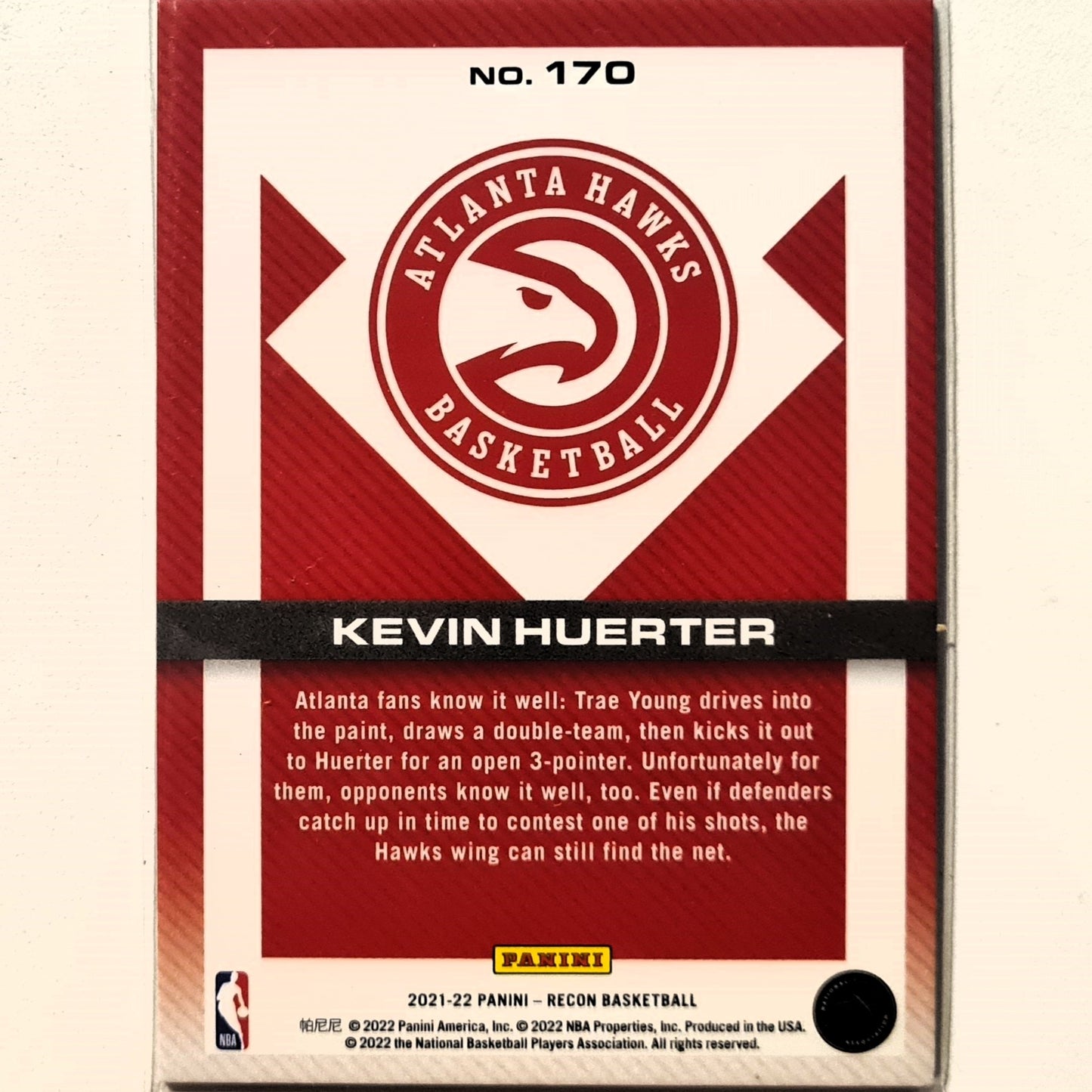 Kevin Huerter 2021-22 Panini Recon #170 NBA Basketball Atlanta Hawks excellent Sleeved