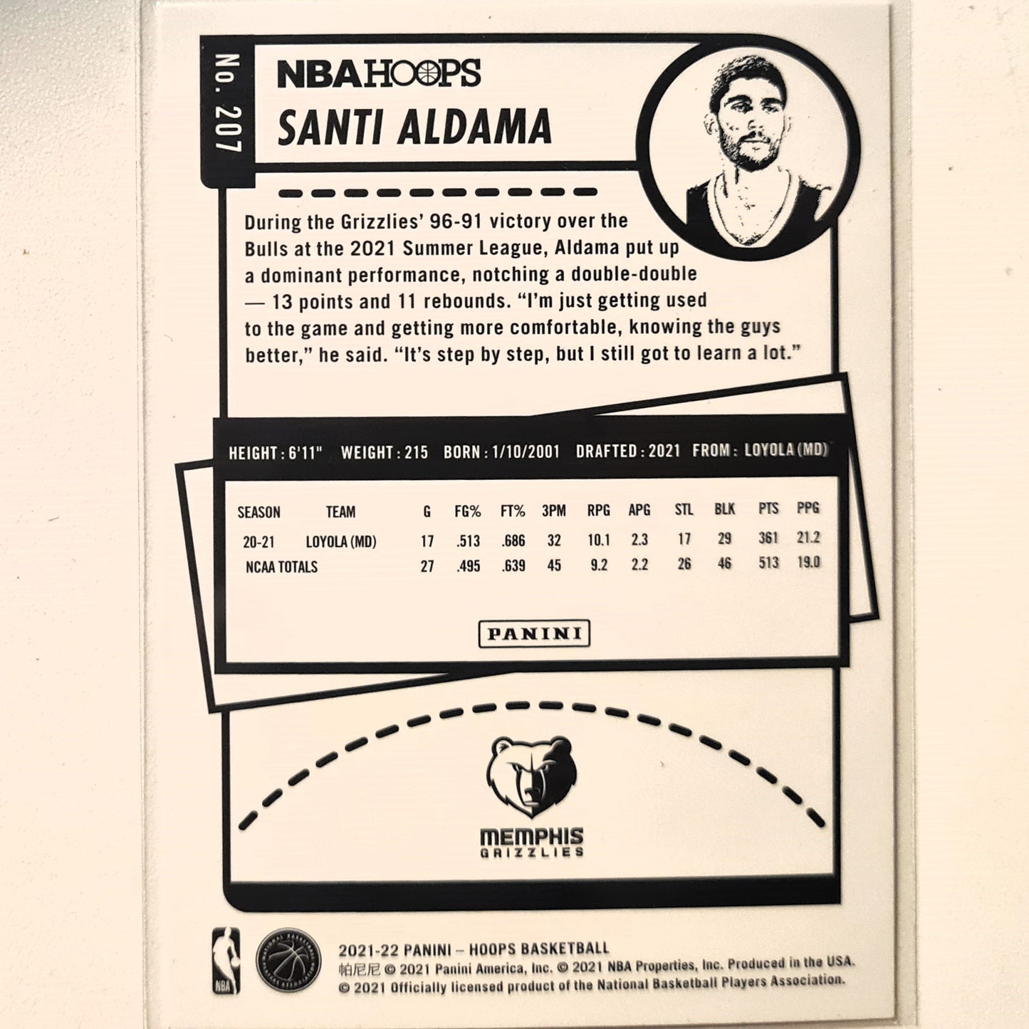 Santi Adama 2021-22 Panini NBA Hoops Rookie RC #207 NBA Basketball Minnesota Timberwolves Excellent/mint sleeved