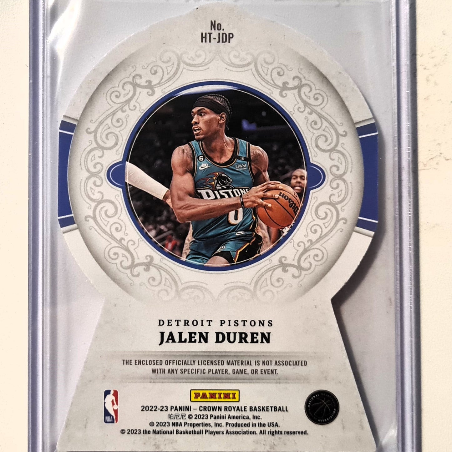 Jalen Duren 2022-23 Panini Crown Royale Heirs to the throne Rookie patch RC HT-JDP NBA Basketball Detroit Pistons Excellent Sleeved