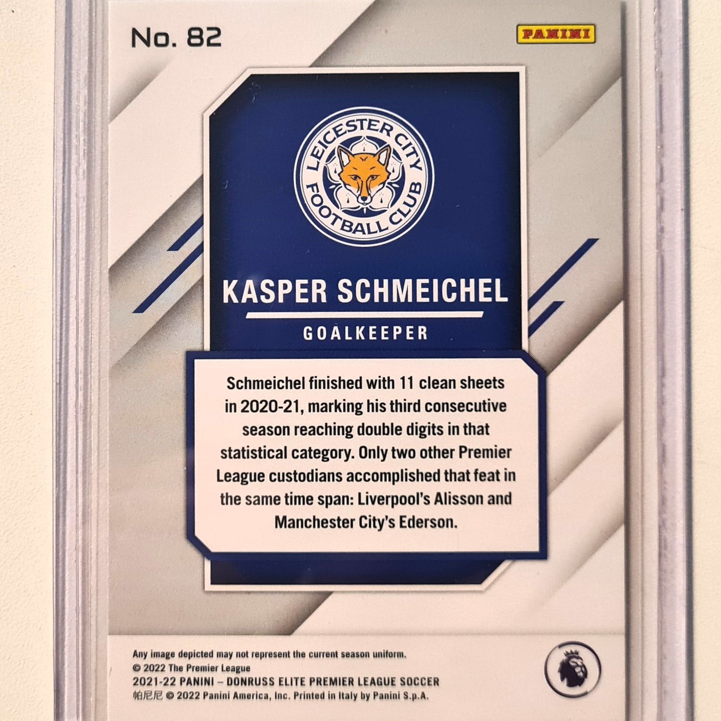 Kasper Schmeichel 2021-22 Panini Elite pink fireworks numbered 07/20 #82 Soccer Football Leicester City Excellent/mint sleeved