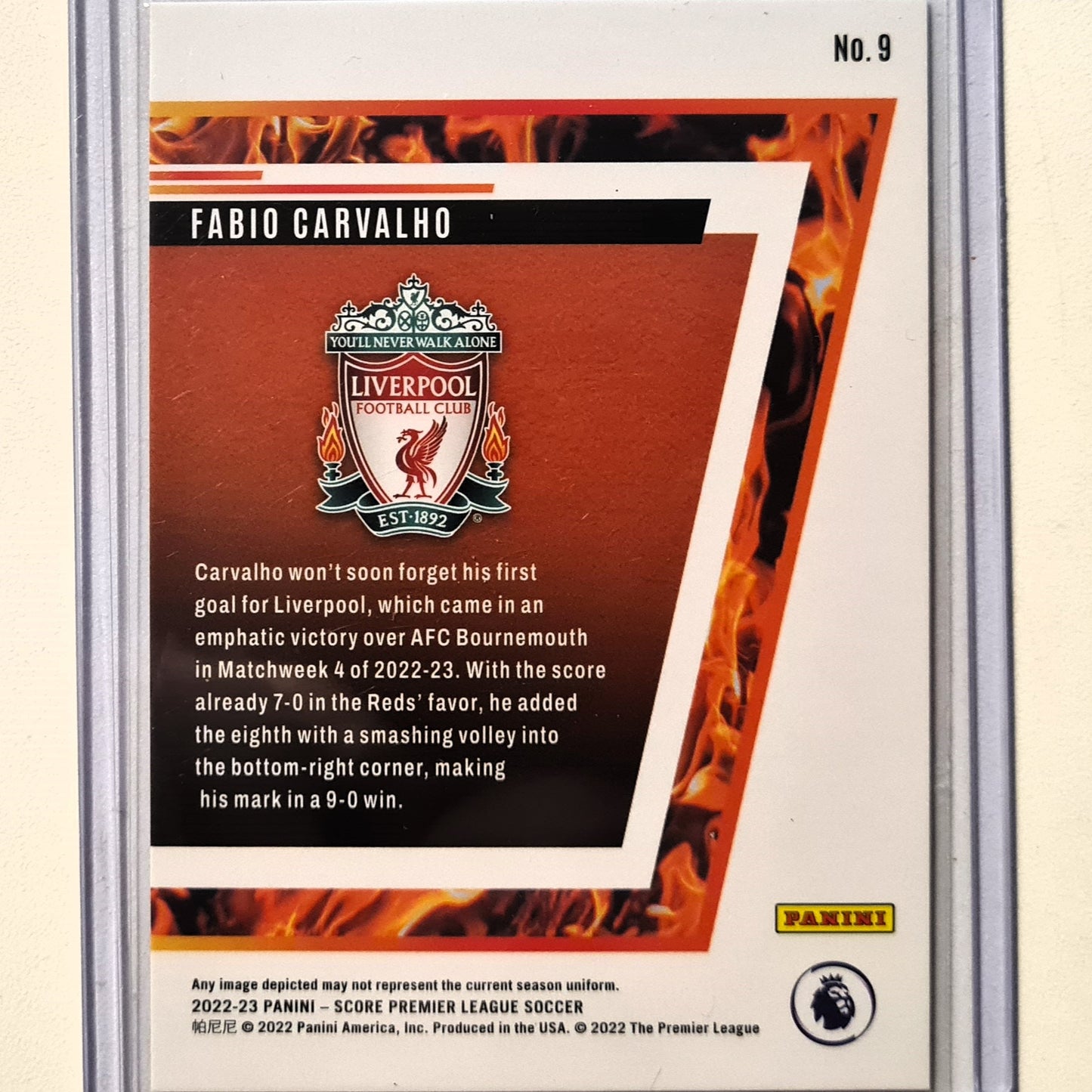 Fabio Carvalho 2022-23 Panini Score Hot Rookies fire swirl RC 04/10 Soccer Football Liverpool Excellent/mint sleeved