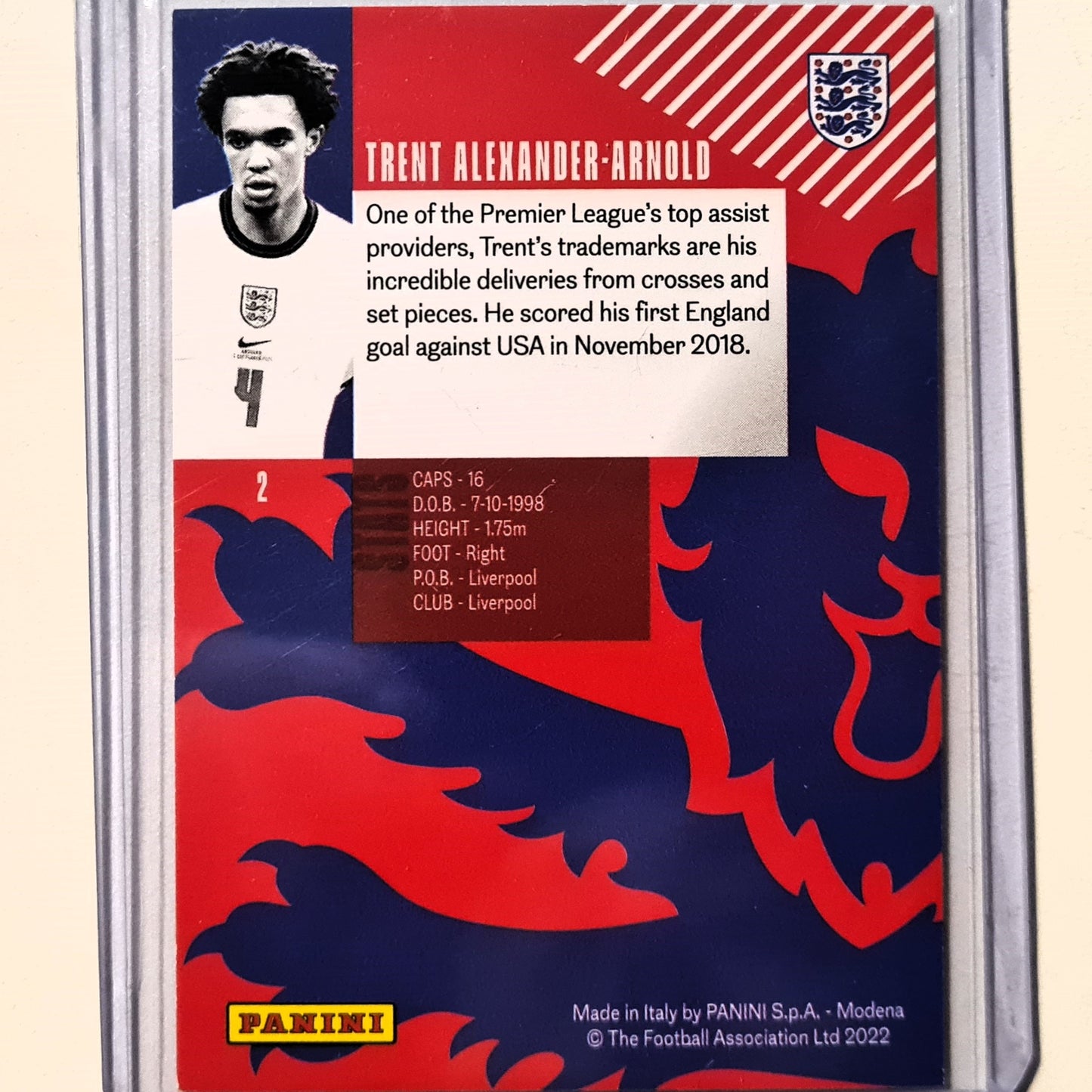 Trent Alexander-Arnold 2022 Panini Best of England numbered 191/199 Soccer Football England Excellent/mint sleeved
